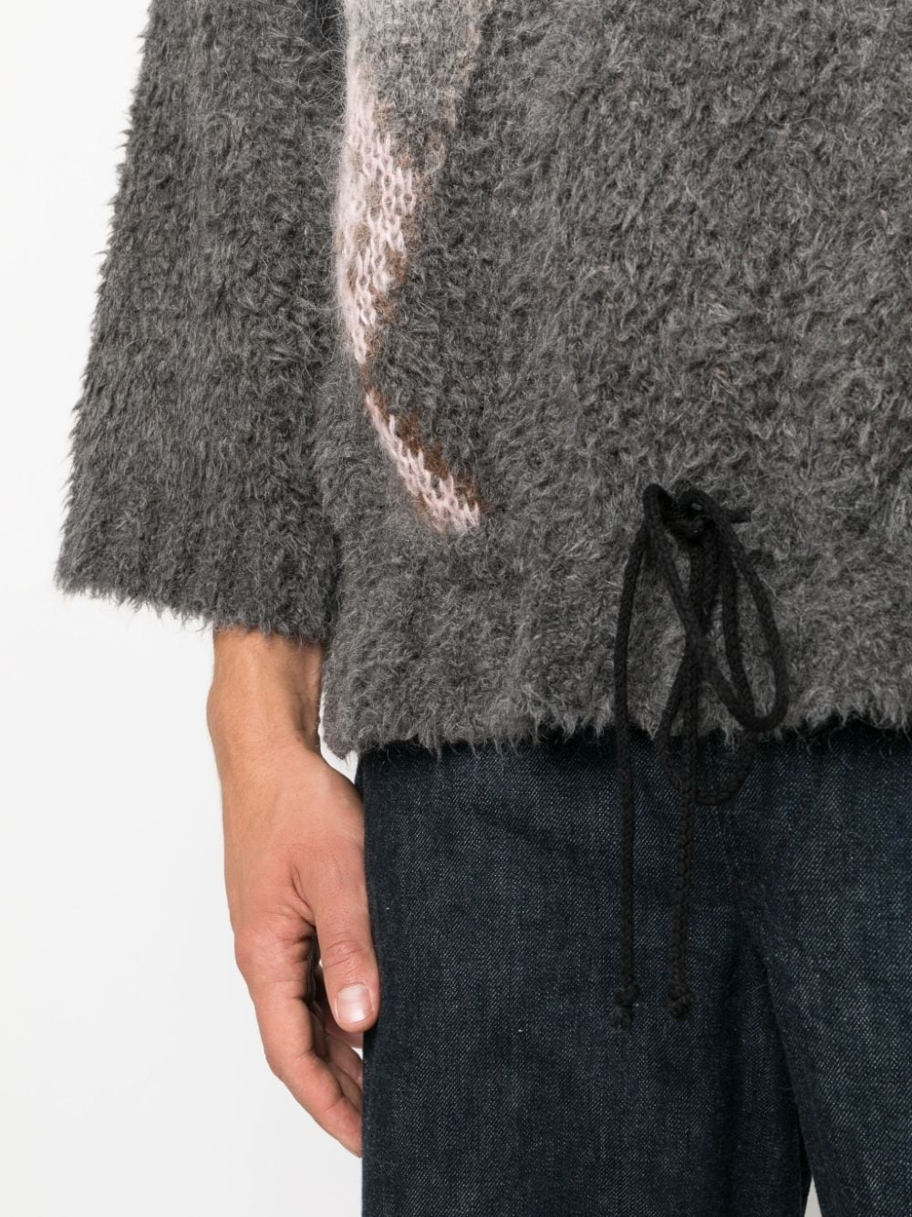 brushed-effect knitted drawstring jumper - 5