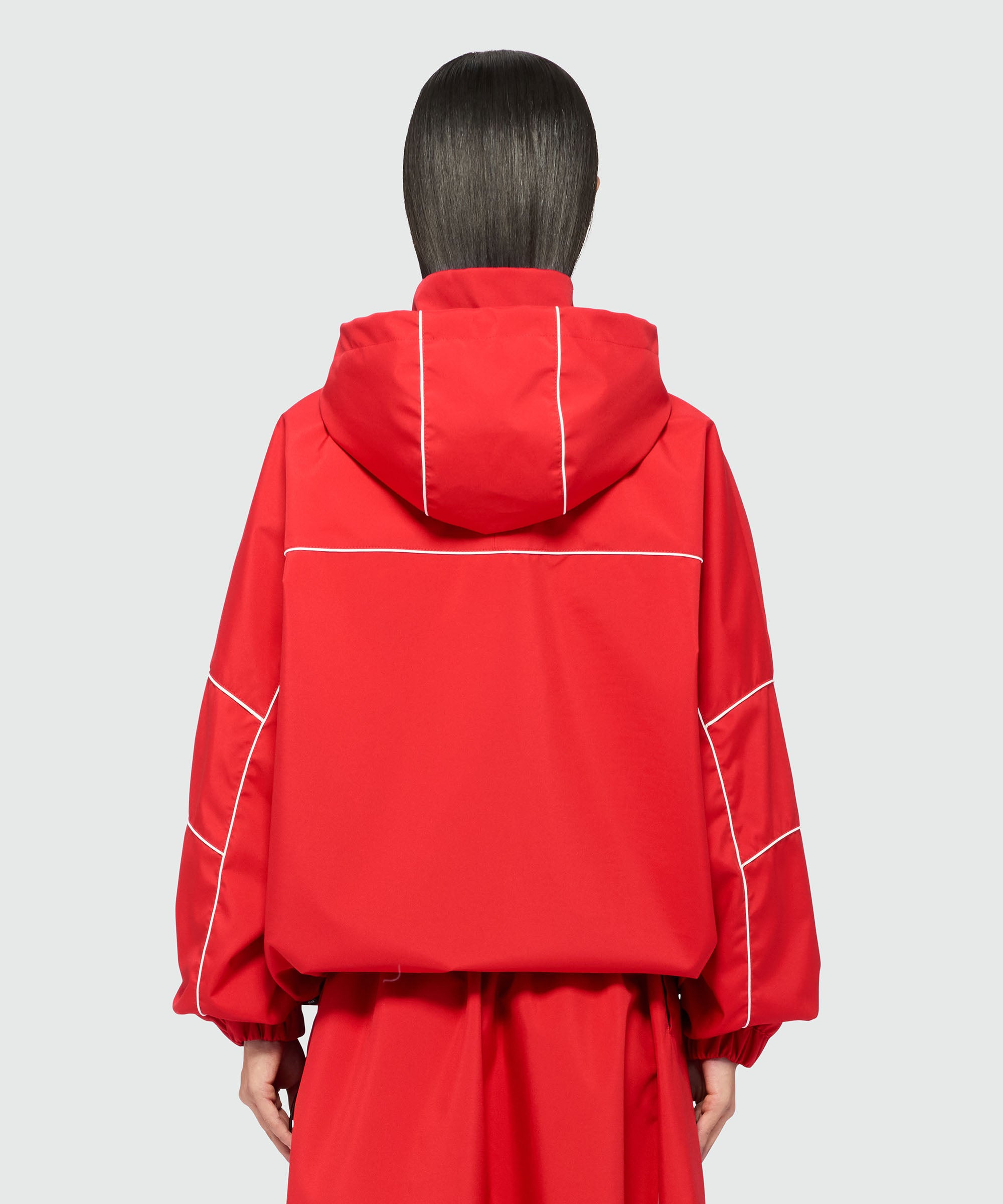 Red nylon jacket with contrasting piping - 3