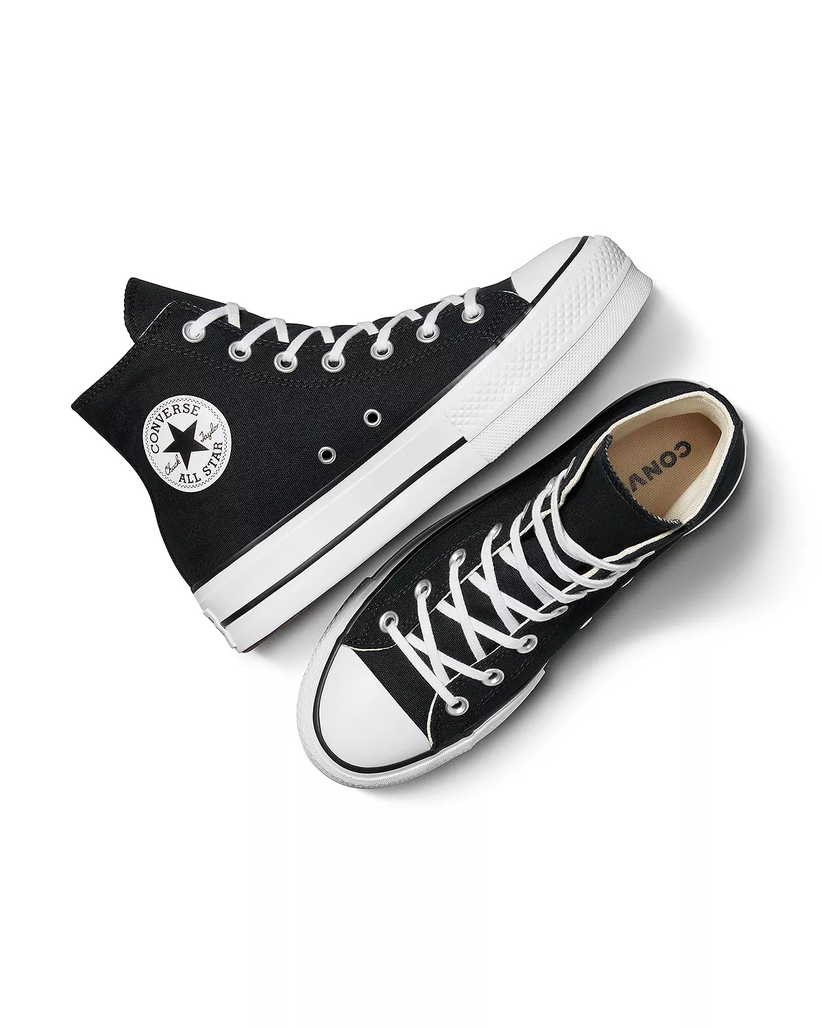Women's Chuck Taylor All Star Hi Top Black & White Platform Sneakers - 3