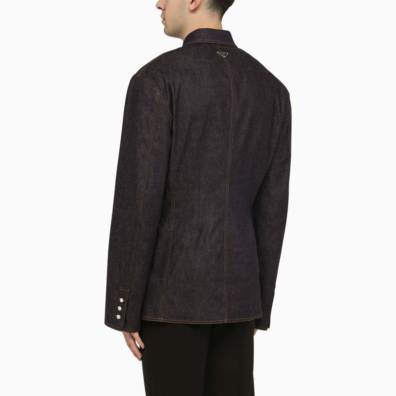 Prada Blue Denim Shirt Jacket Men - 2