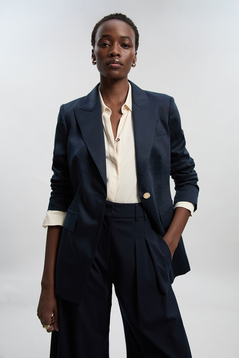 KAREN MILLEN Tailored Linen Single Breasted Blazer outlook