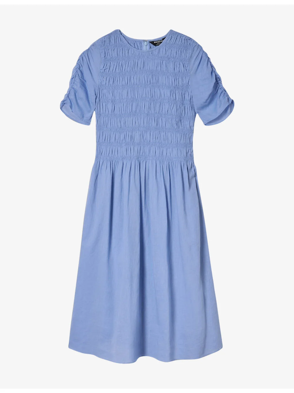 Avery Ruched-Sleeve Cotton Midi Dress - 1