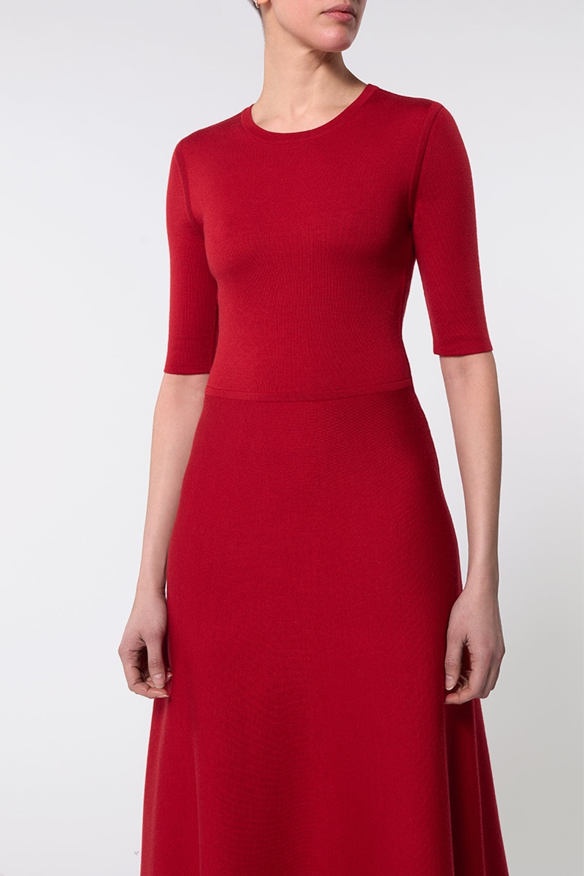 Seymore Knit Dress in Scarlet Red Merino Wool Cashmere - 4