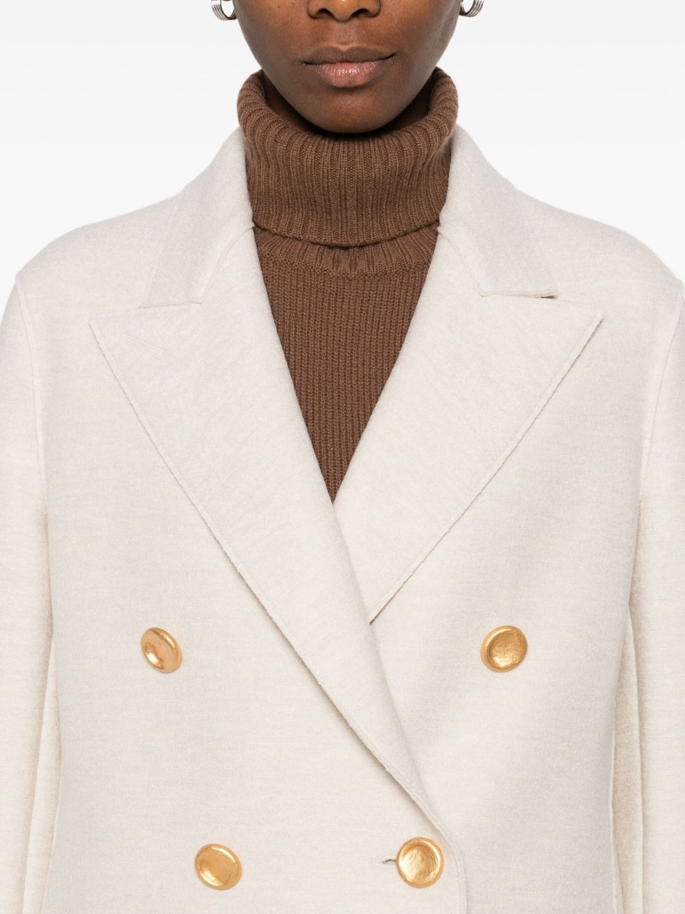 double-breasted gold-button coat - 5