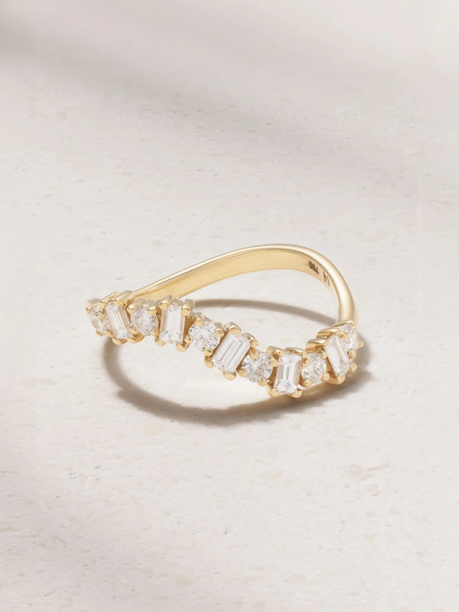 Wave 18-karat white gold diamond ring Gold - 1