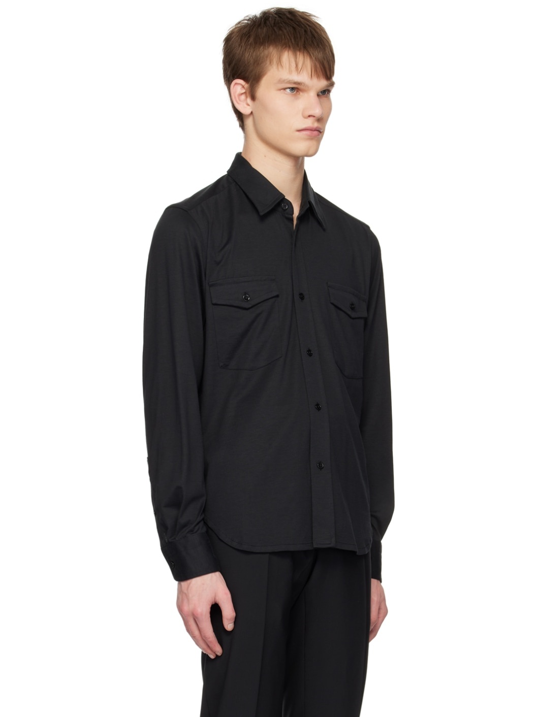 Black Flap Pocket Shirt - 2