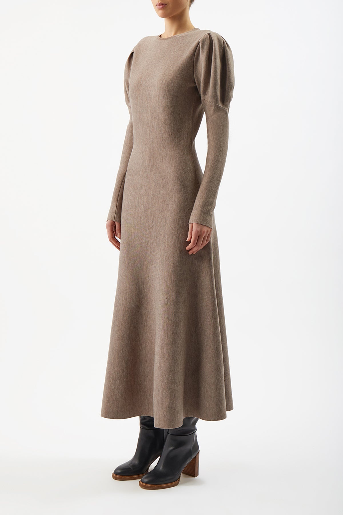 Hannah Dress in Oatmeal Wool Cashmere - 3