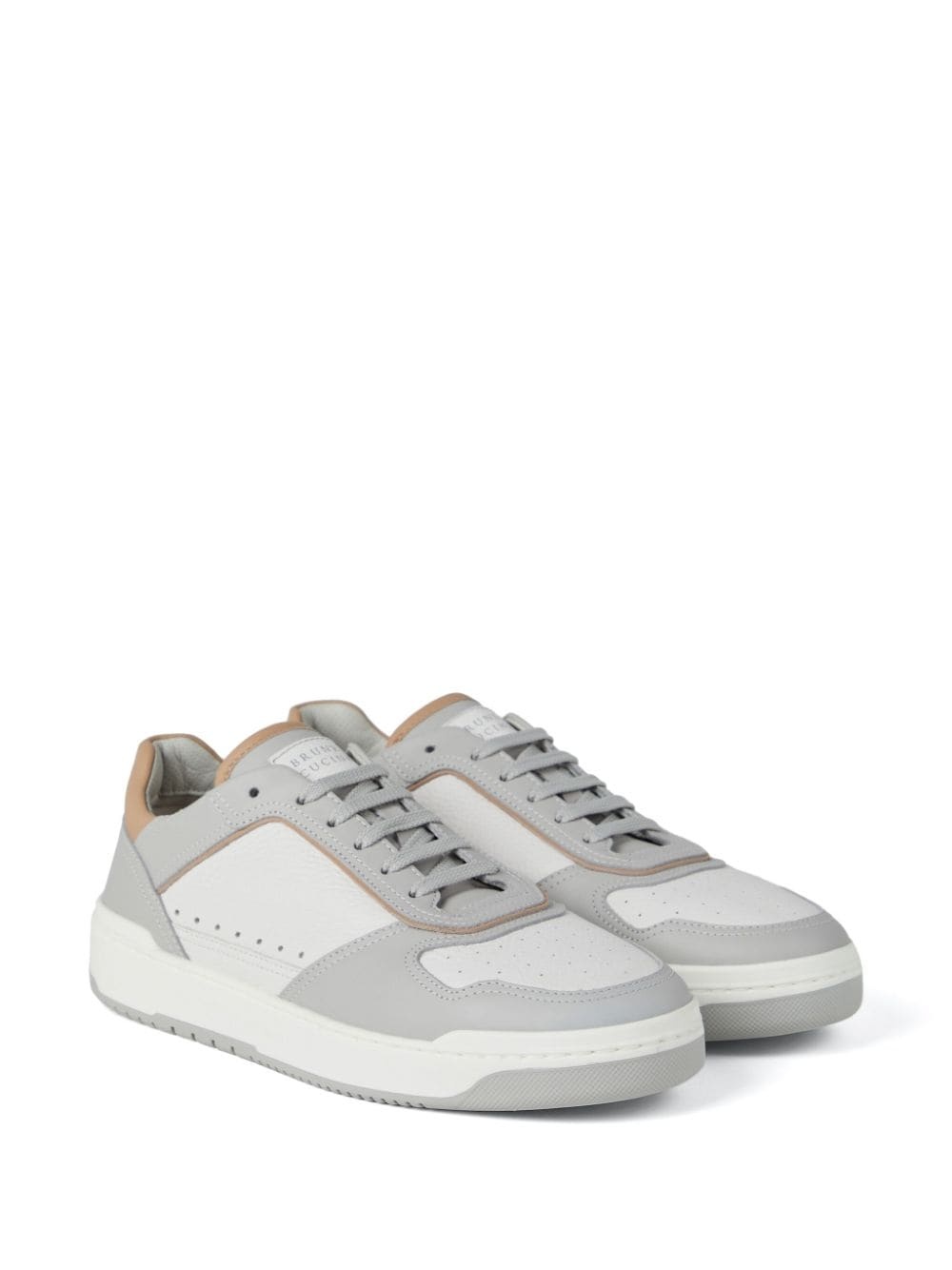 logo-patch leather sneakers - 2