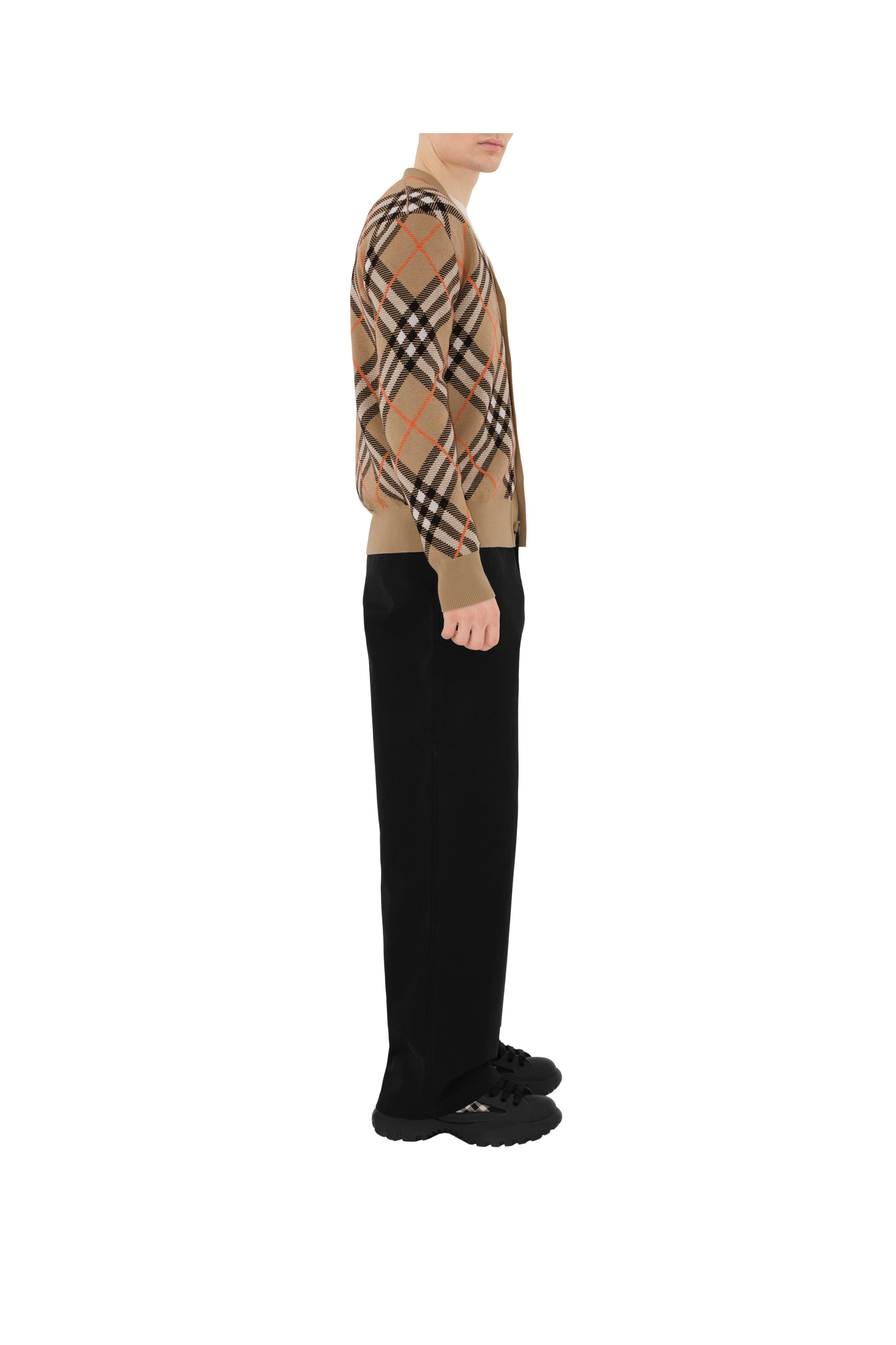 burberry Check Wool Mohair Blend Cardigan in Sand at Nordstrom - 3