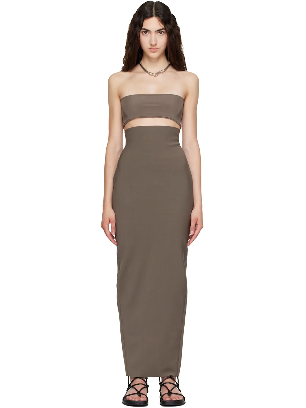 Gray Tower Dirt Pillar Maxi Skirt - 1