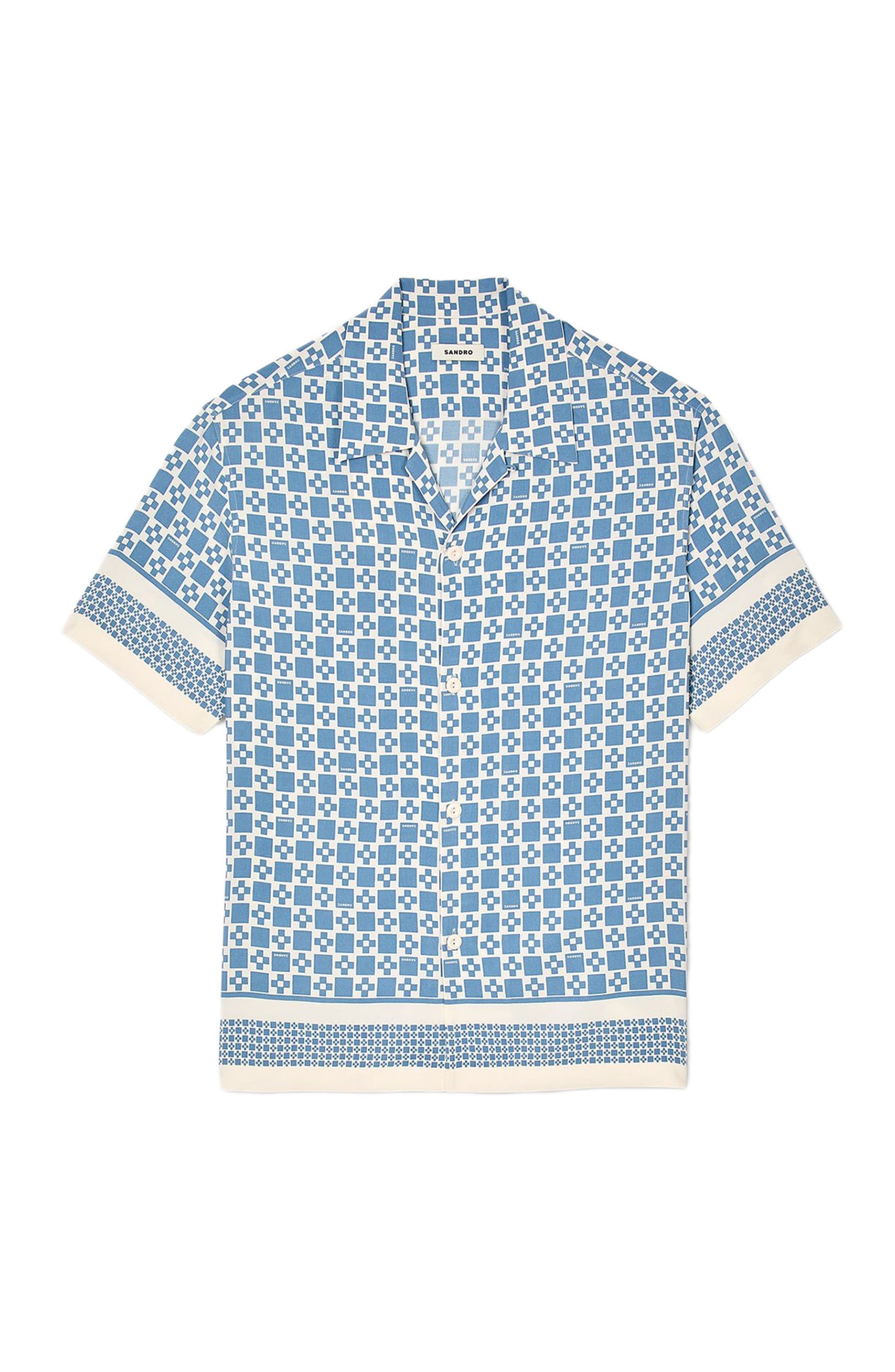 SANDRO Square Cross motif flowing blouse in Blue Sky at Nordstrom - 5