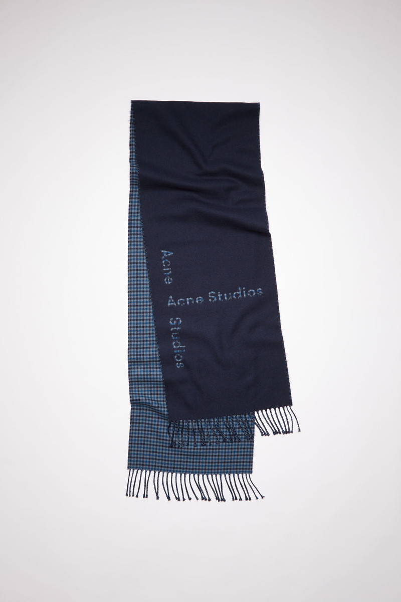 Contrast logo jacquard wool scarf - Navy blue 1