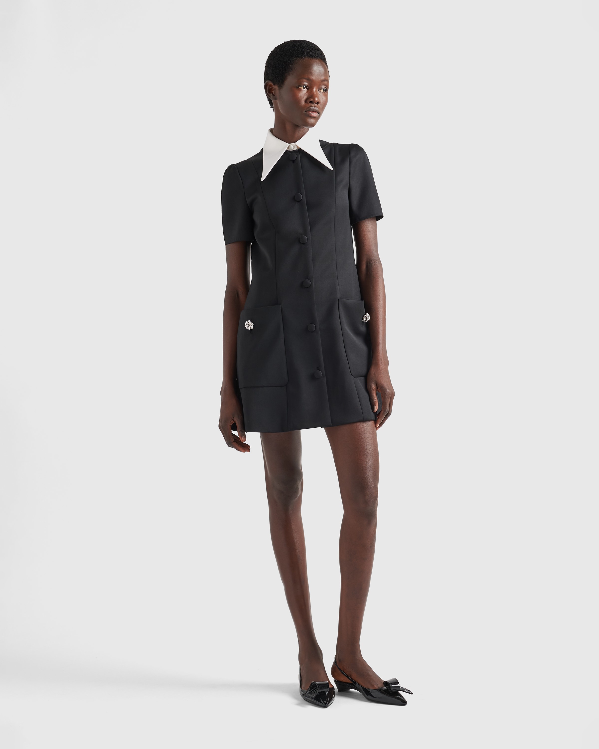 【プラダ・PRADA】Satin wool mini-dress Prada Satin wool mini-dress | REVERSIBLE