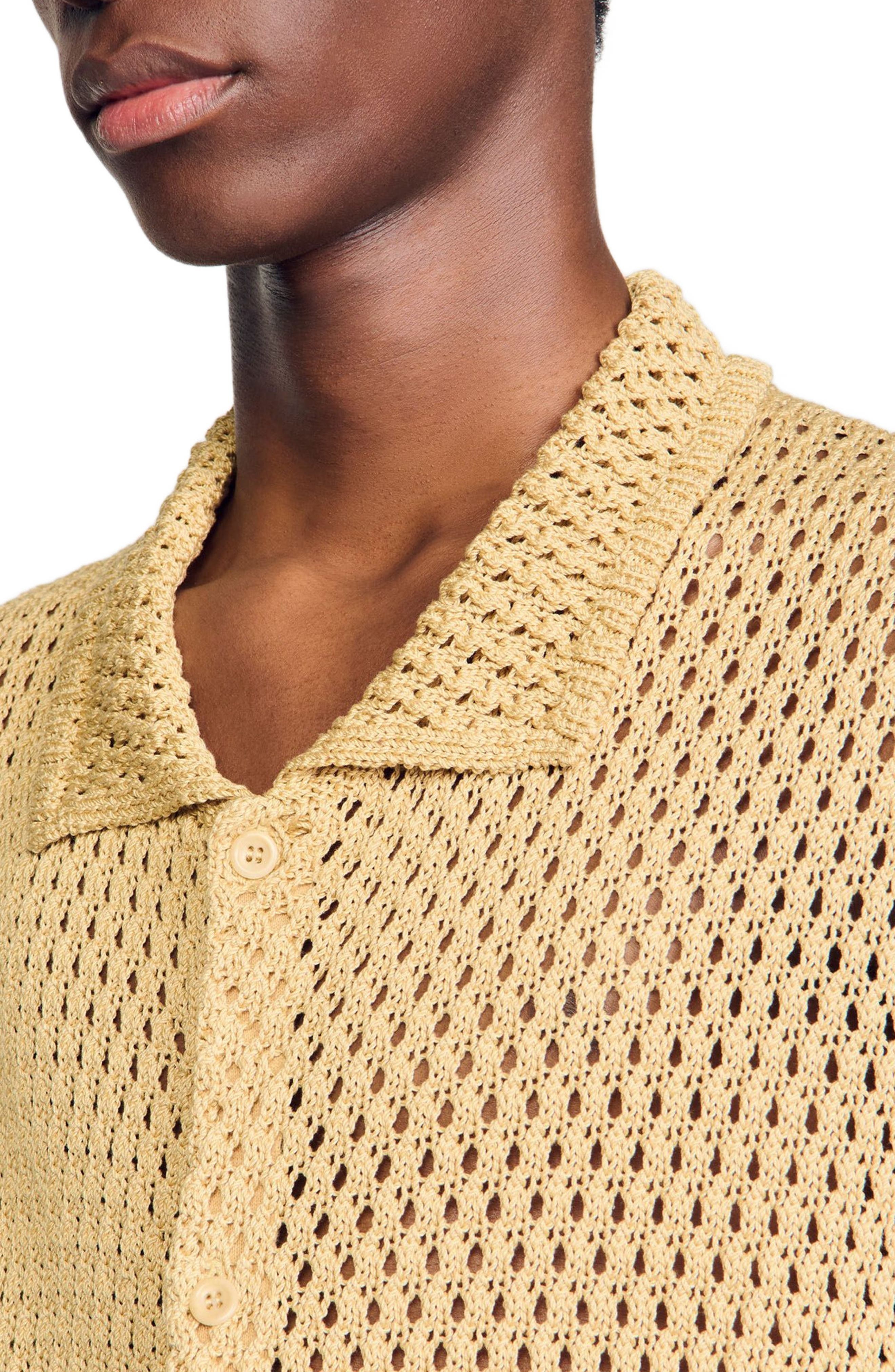 SANDRO Crochet shirt in Nut at Nordstrom - 4