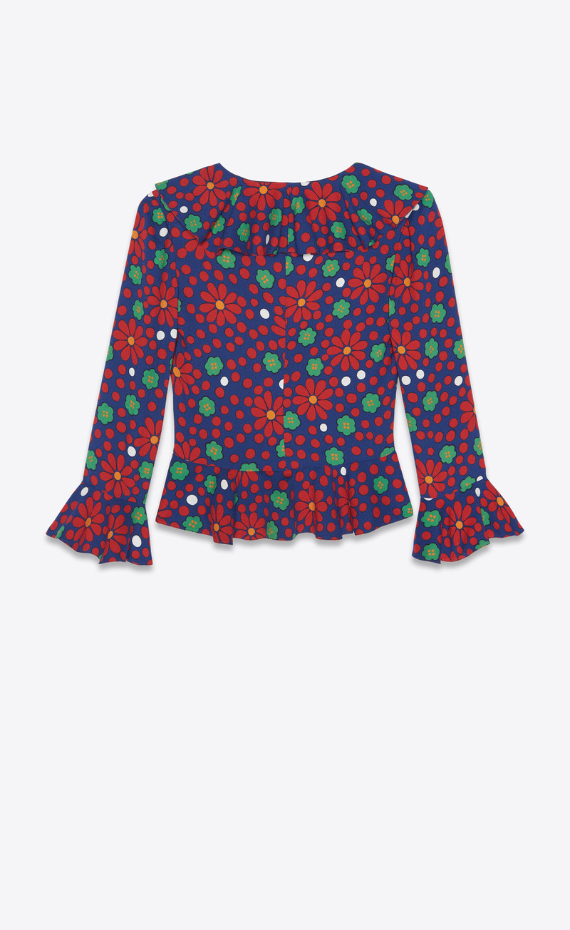 SAINT LAURENT ruffled blouse in sablé saint laurent outlook