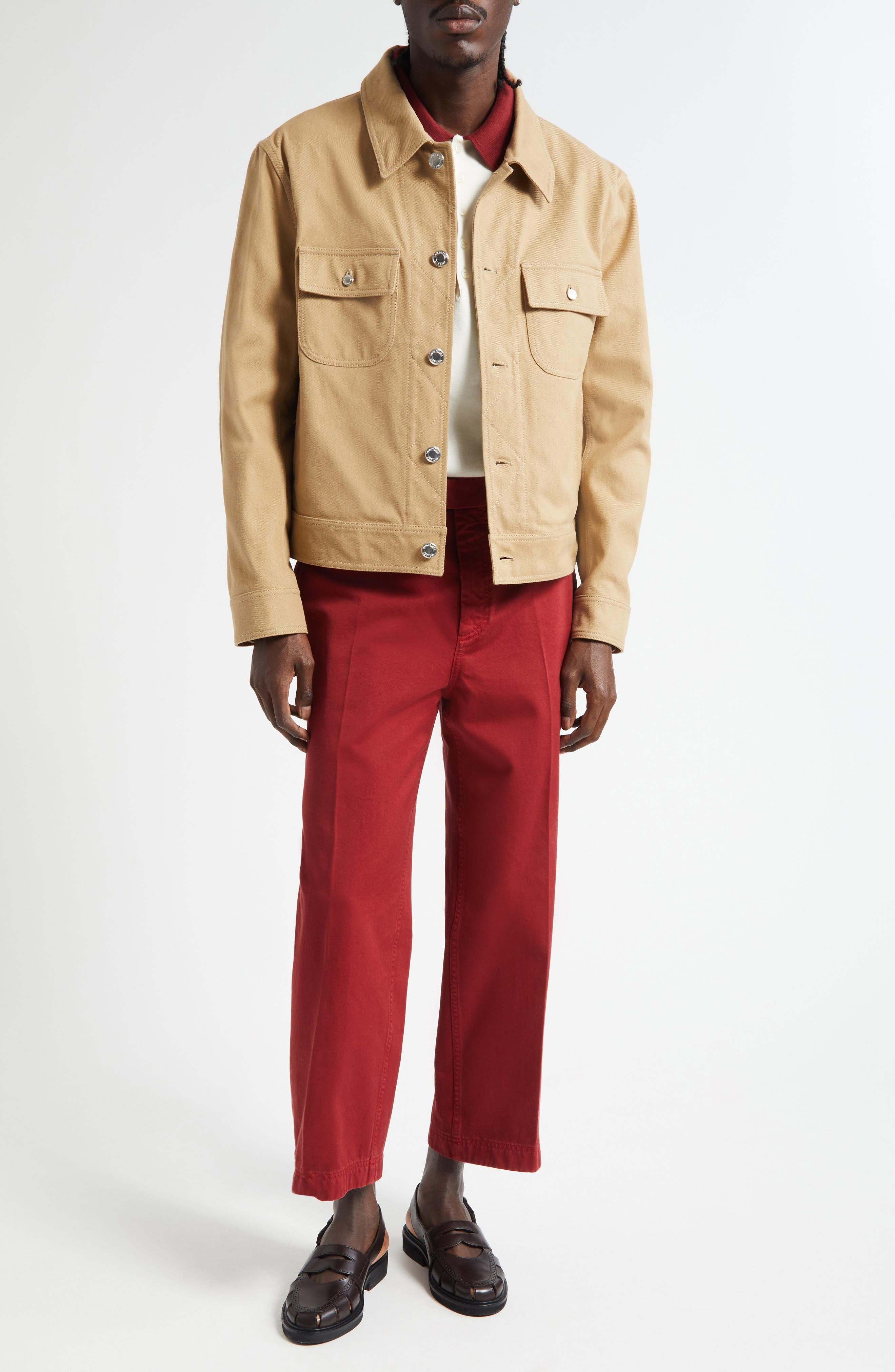 Thom Browne Backstrap Denim Utility Jacket in Khaki at Nordstrom - 2