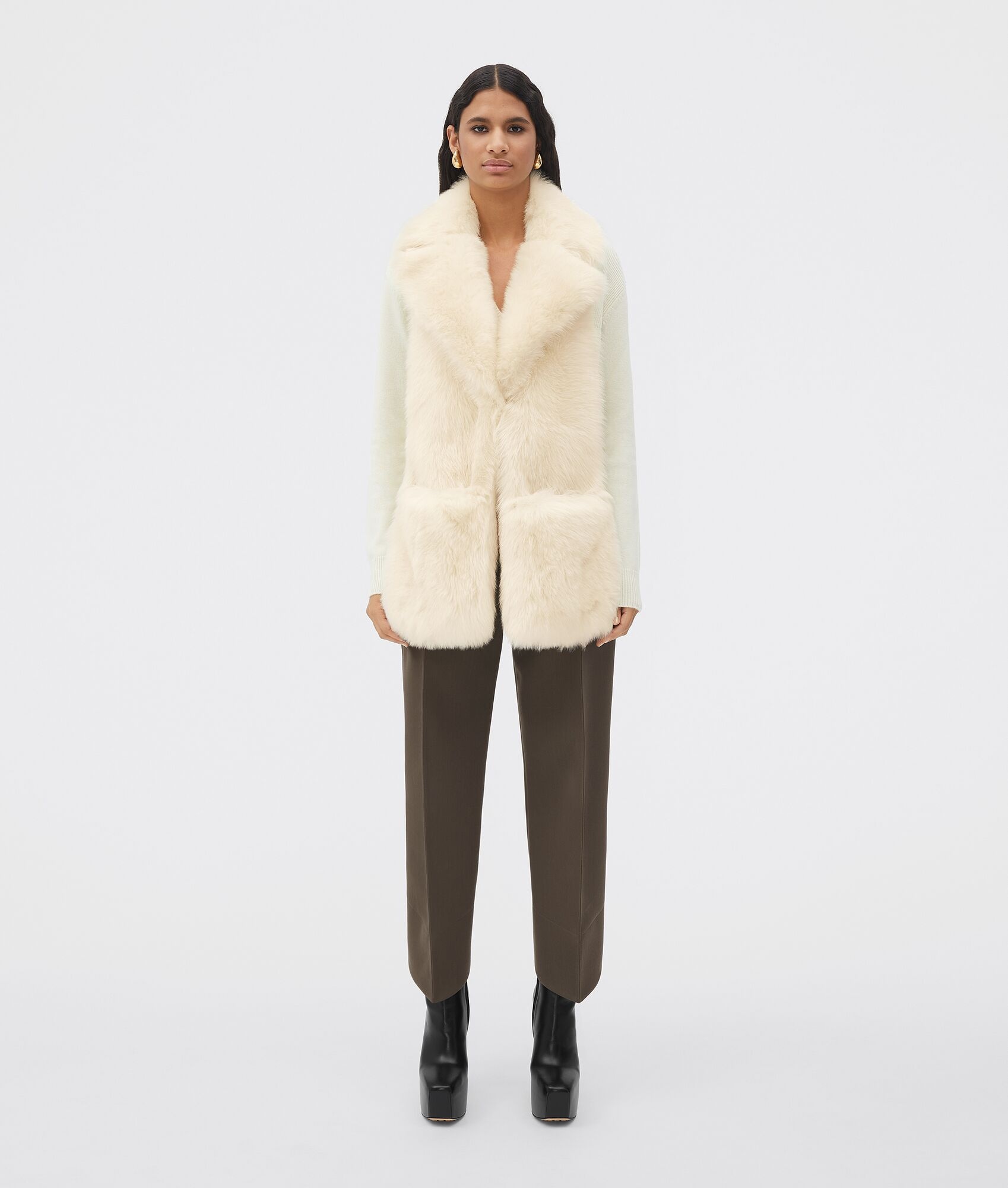 shearling collar scarf - 1