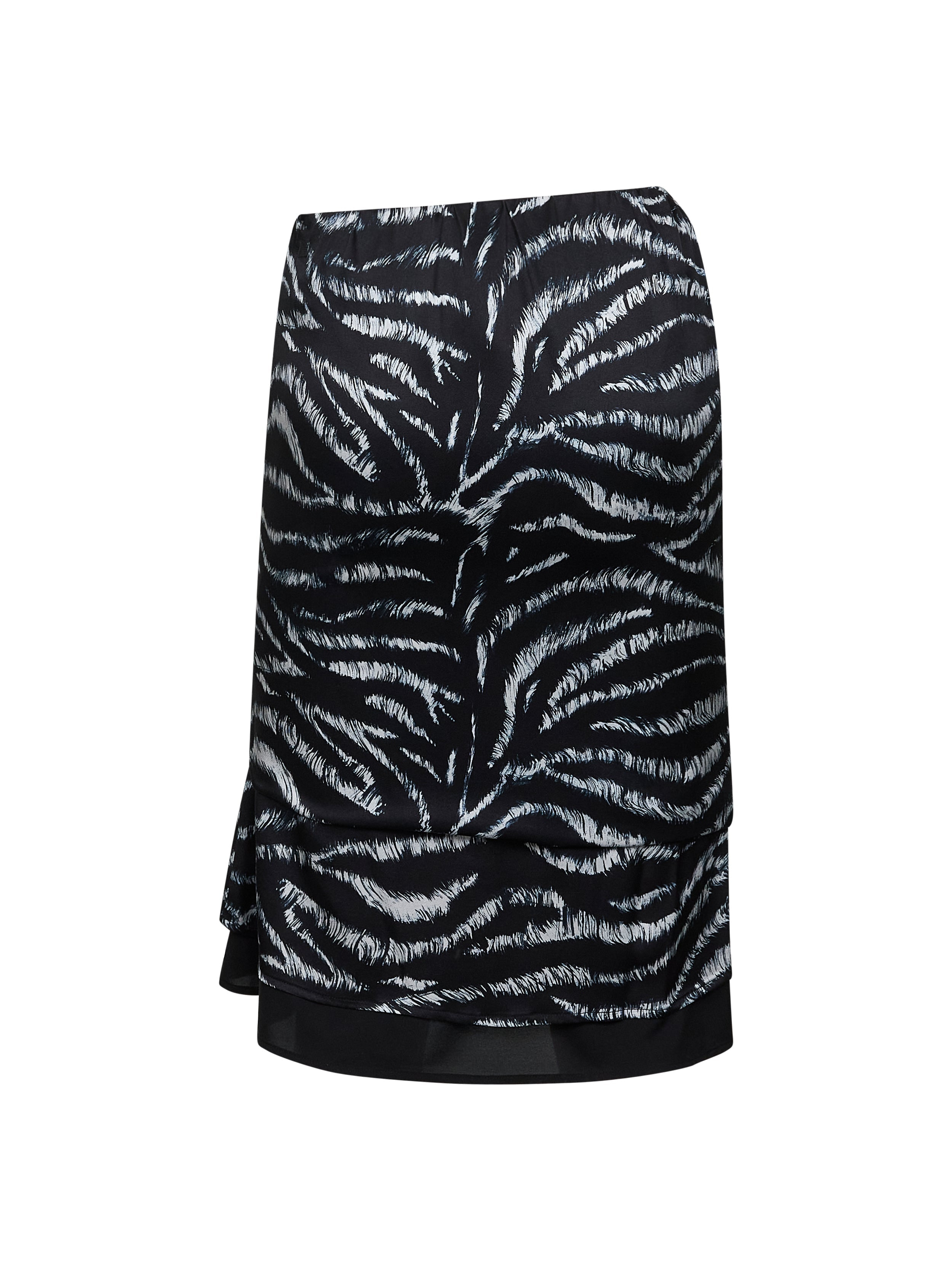 The Attico Women Zebra Print Stretch Silk Blend Satin Midi Skirt - 2