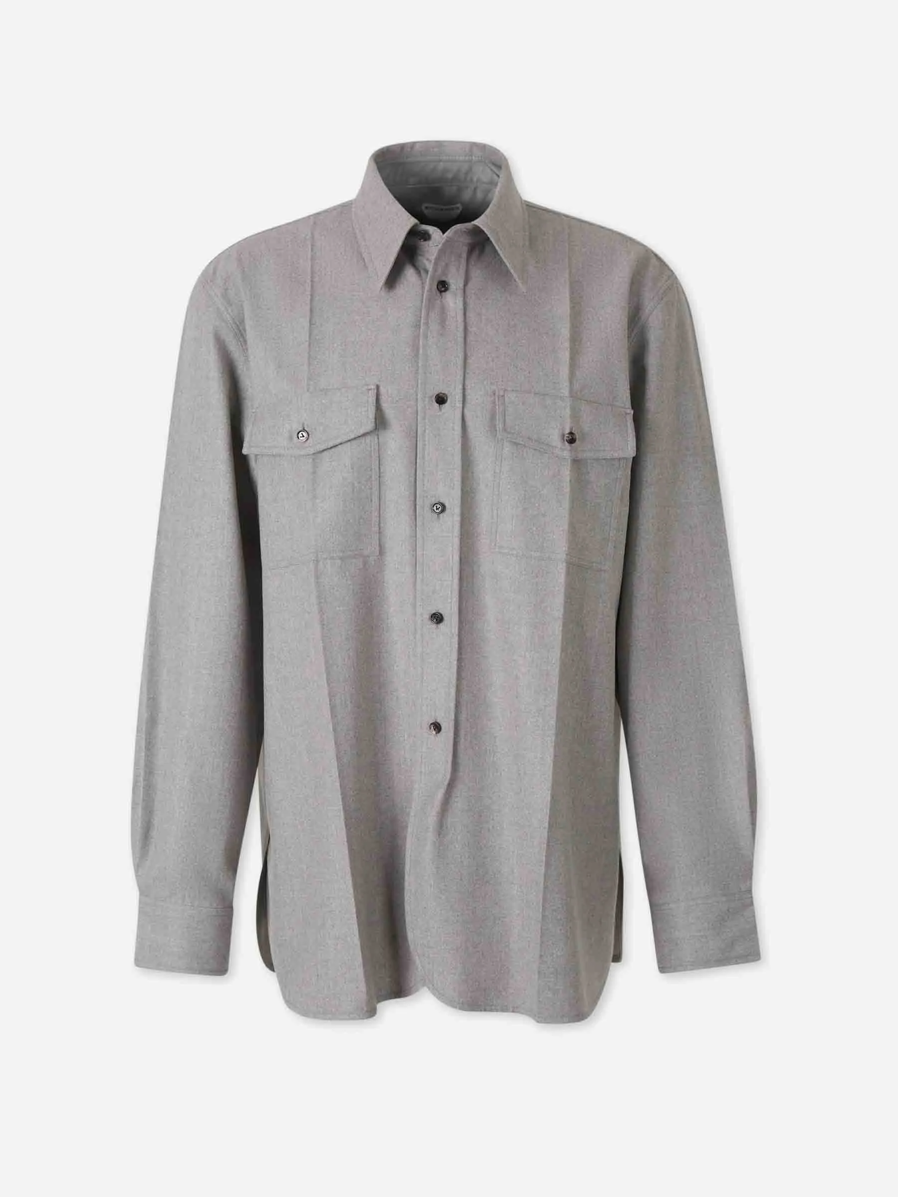 PLAIN WOOL SHIRT - 1