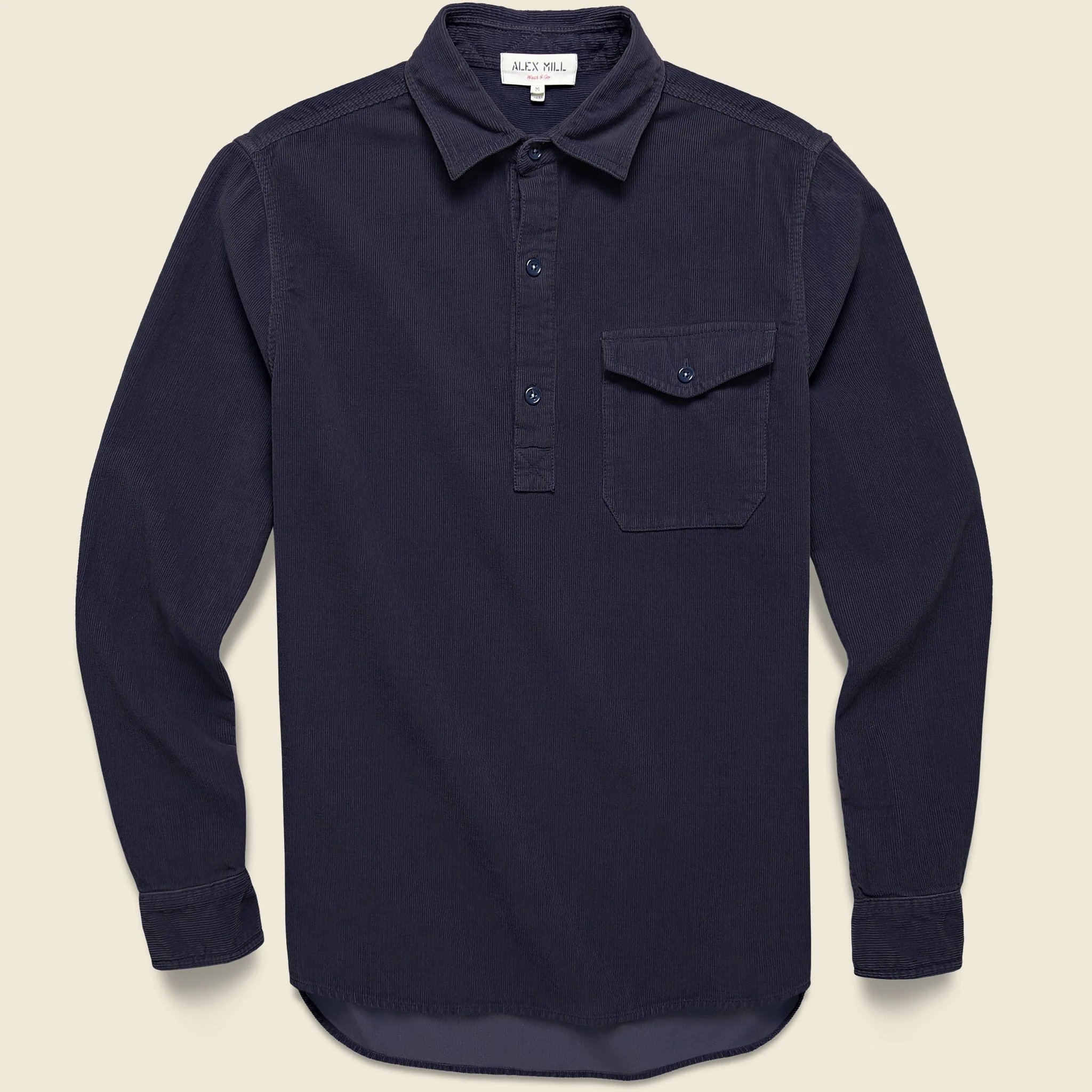 Popover Cord Shirt - Navy - 1