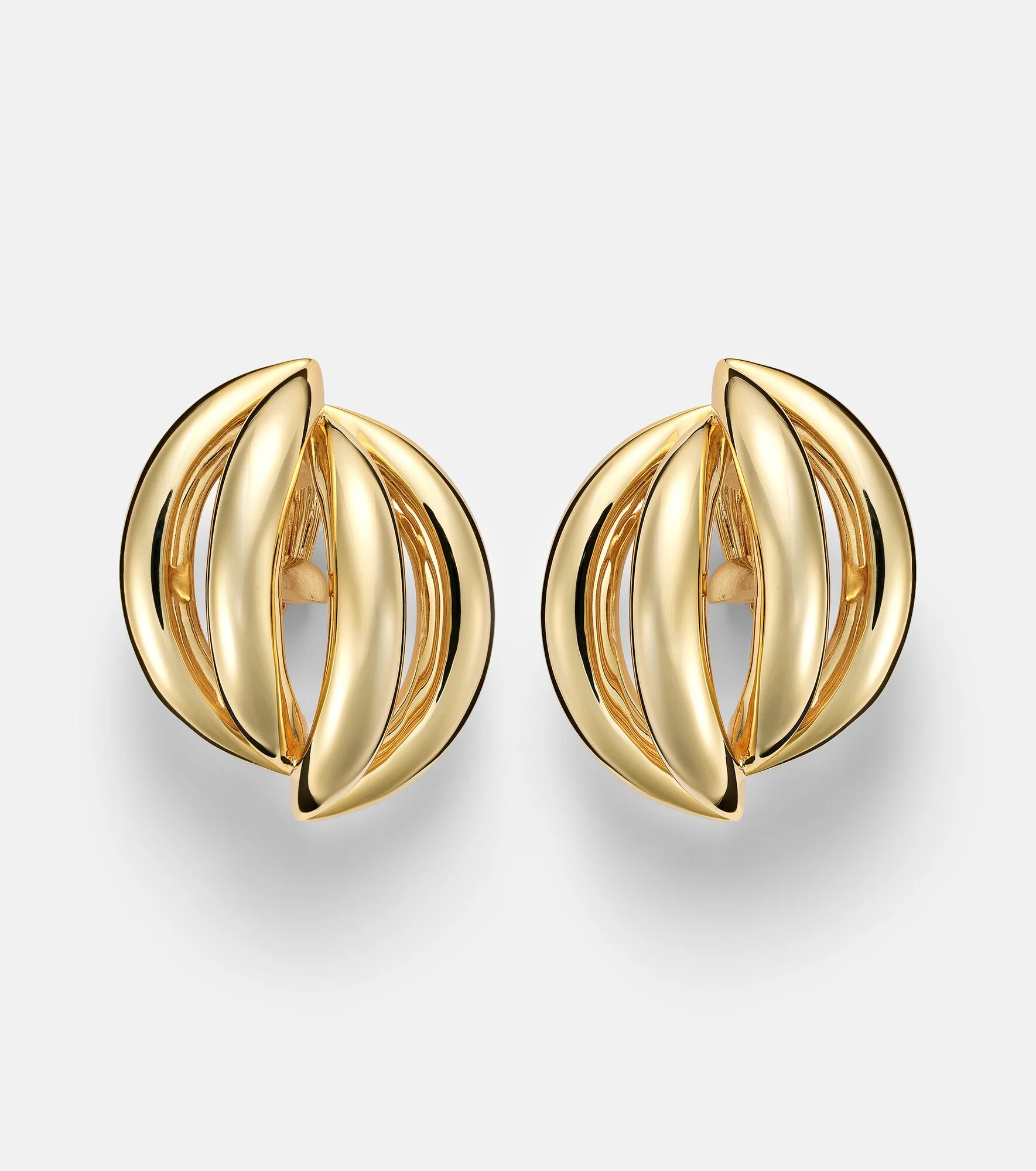 Abstract Line gold-plated clip-on earrings - 1