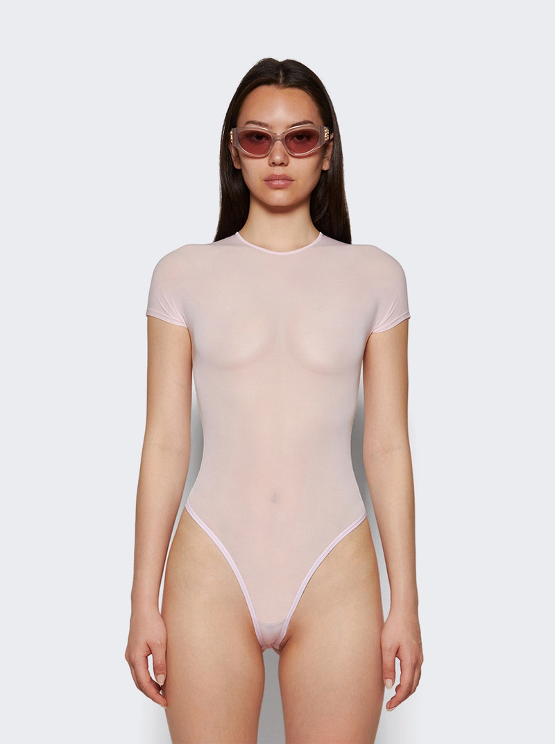 WARDROBE.NYC Sheer Cap Sleeve Bodysuit Blush outlook
