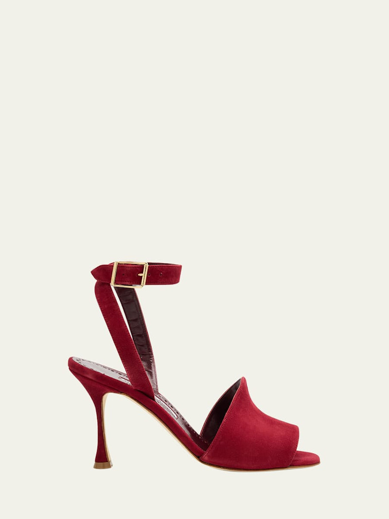 90mm Triananu Suede Ankle-Strap Sandals 1