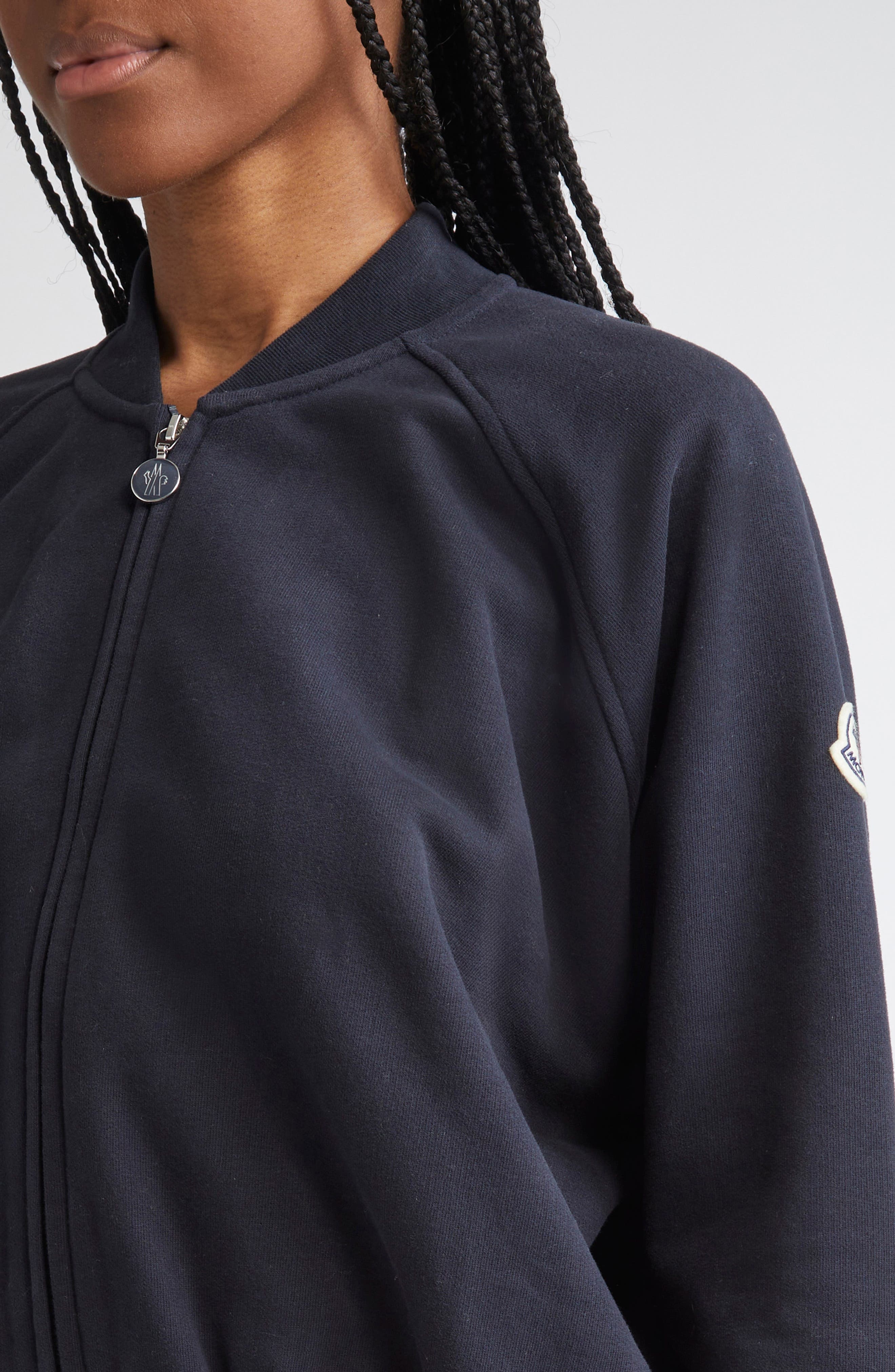 Moncler Zip Crop Cotton Cardigan in Blue at Nordstrom - 5