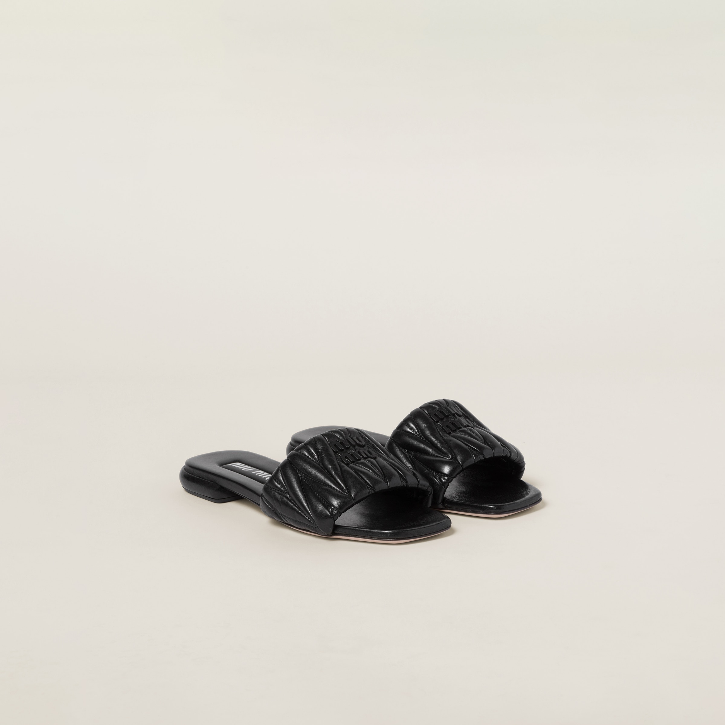 Matelassé nappa leather slides - 1