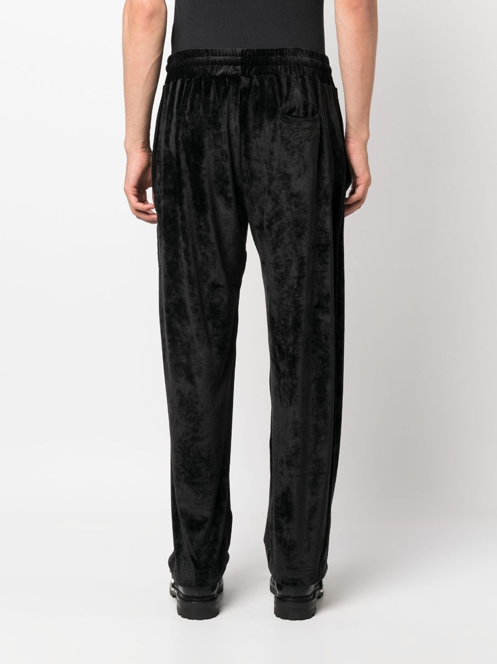 logo-embroidered velvet trousers - 4