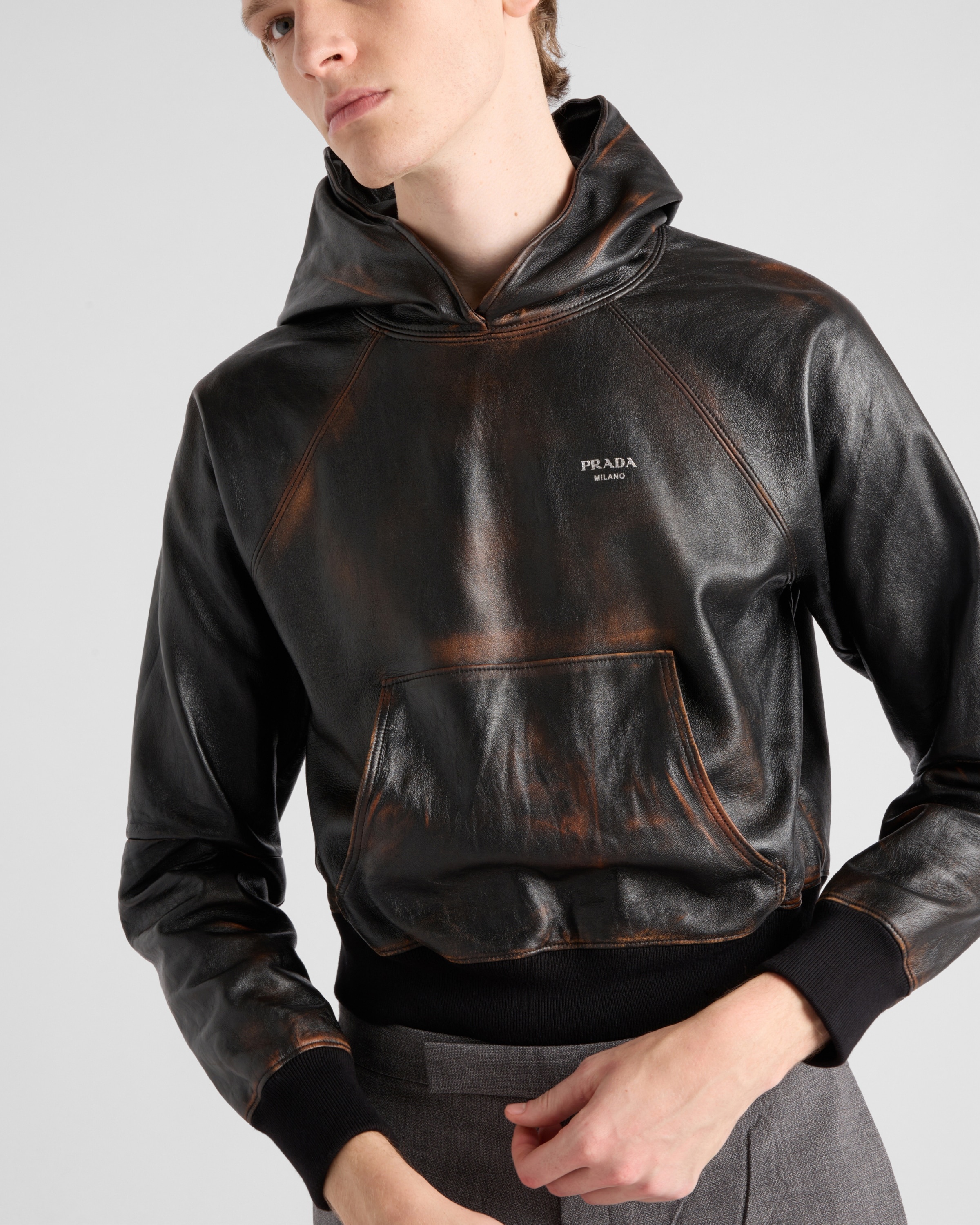 Nappa leather hoodie - 4