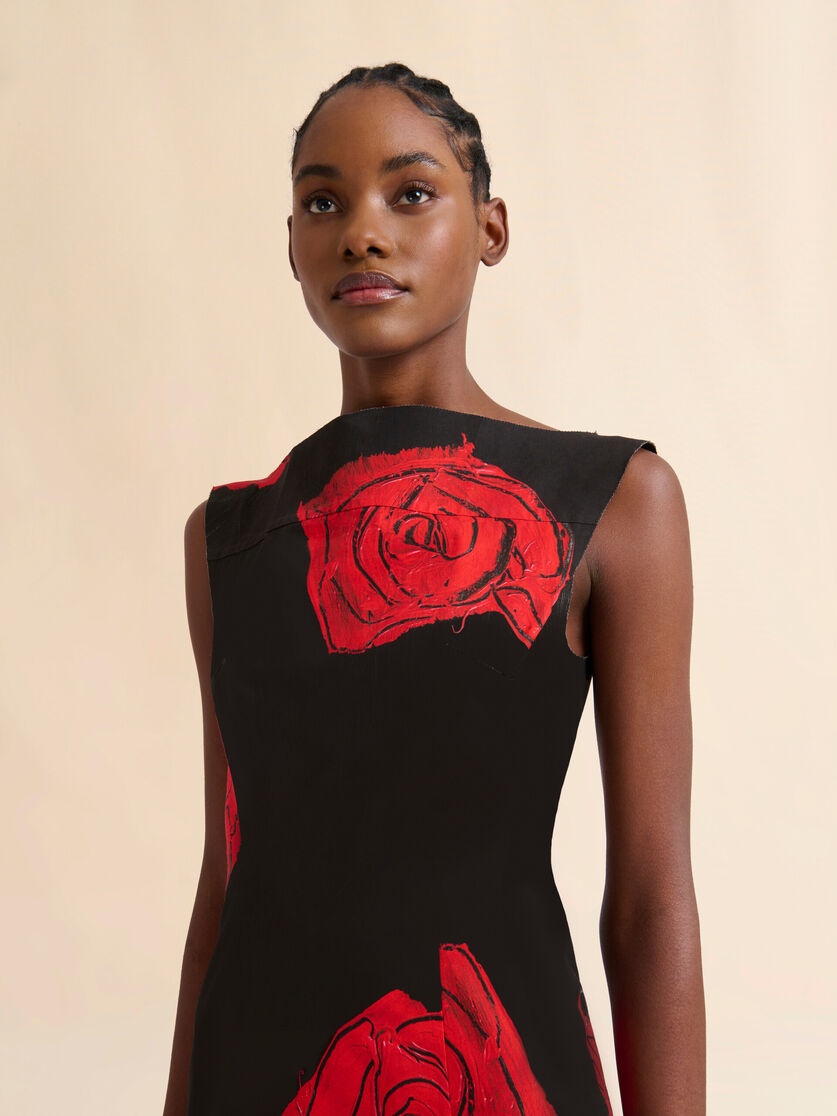 BLACK POPLIN DRESS WITH JUNO PRINT - 4
