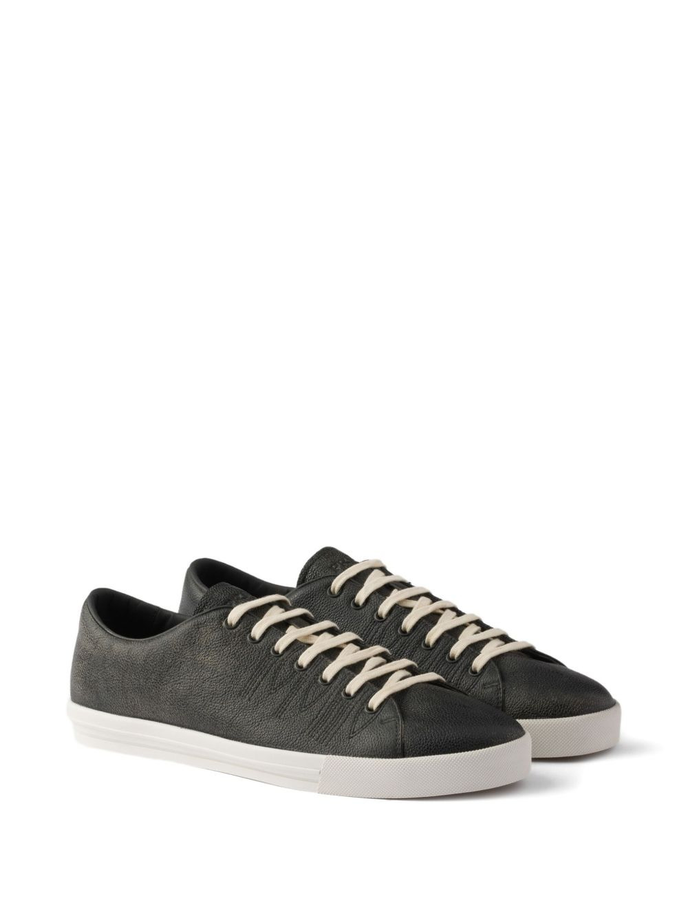 aged-effect lace-up low-top sneakers - 2