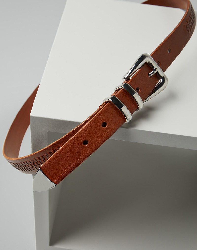 Brunello Cucinelli Calfskin belt with braided decoration outlook