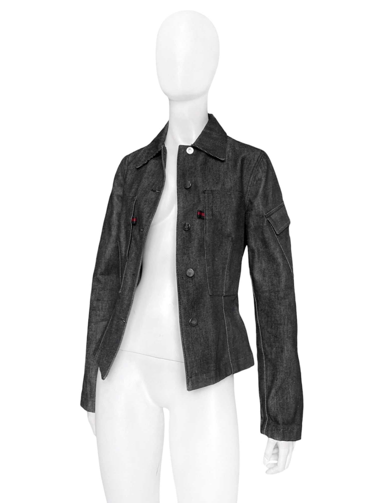Gucci Fall 1999 Tom Ford Black Selvedge Denim Jacket 40 - 5