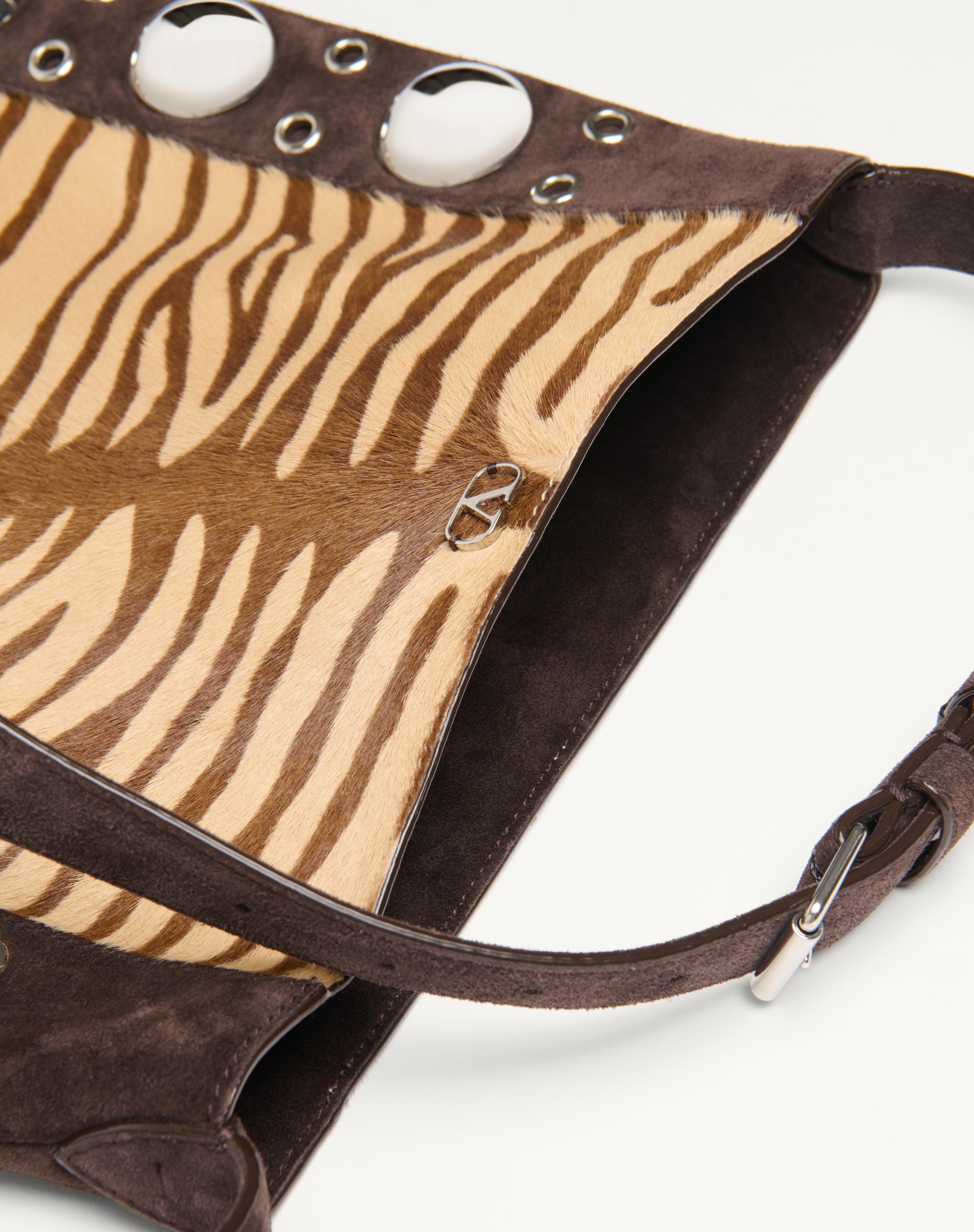 VALENTINO GARAVANI NELLCÔTE SHOULDER BAG IN ANIMALIER PONY-EFFECT CALFSKIN WITH FRINGES - 6