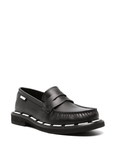 Moschino contrasting logo-trim loafers outlook