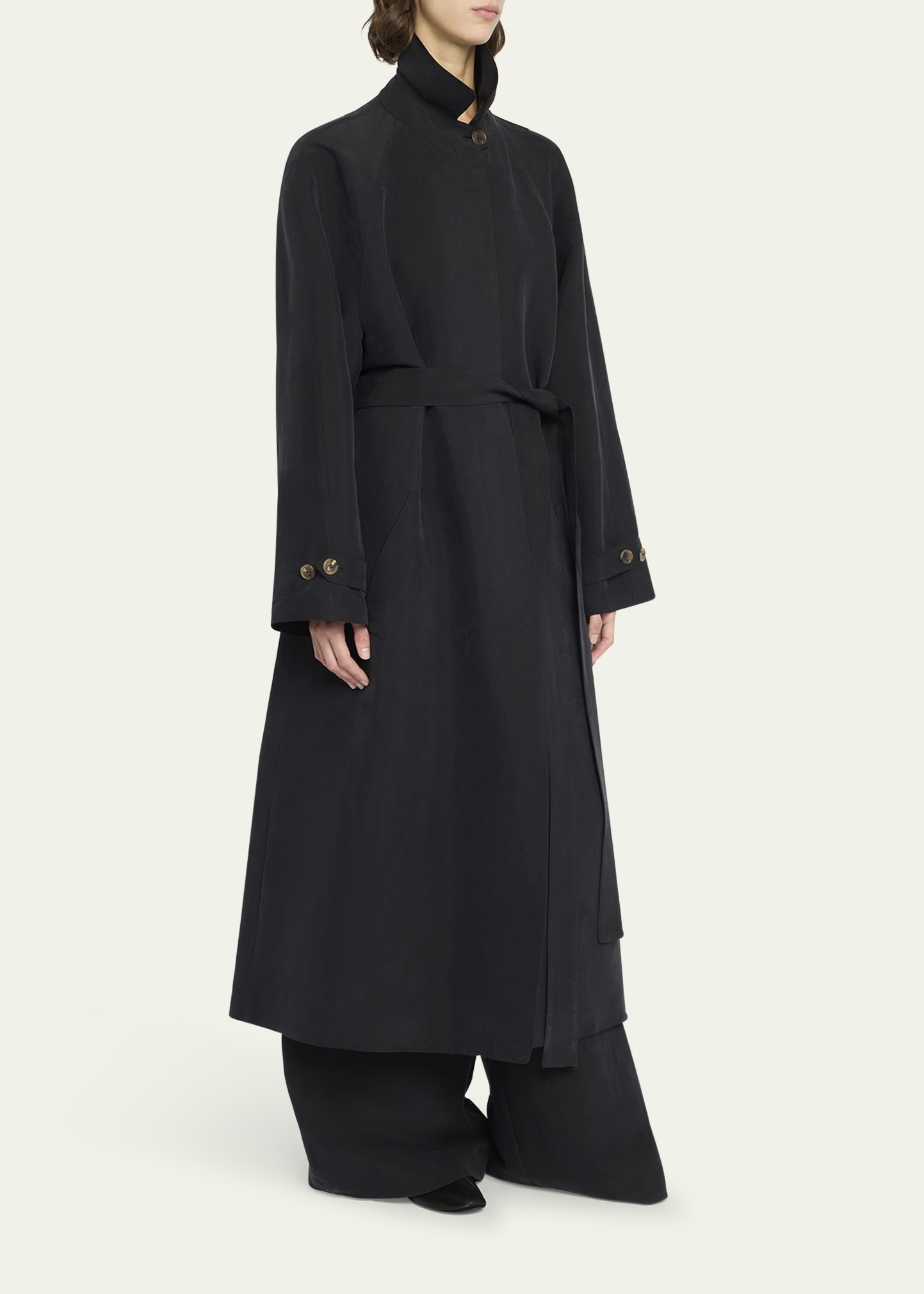 Ryo Beled Long Silk Trench Coat - 4