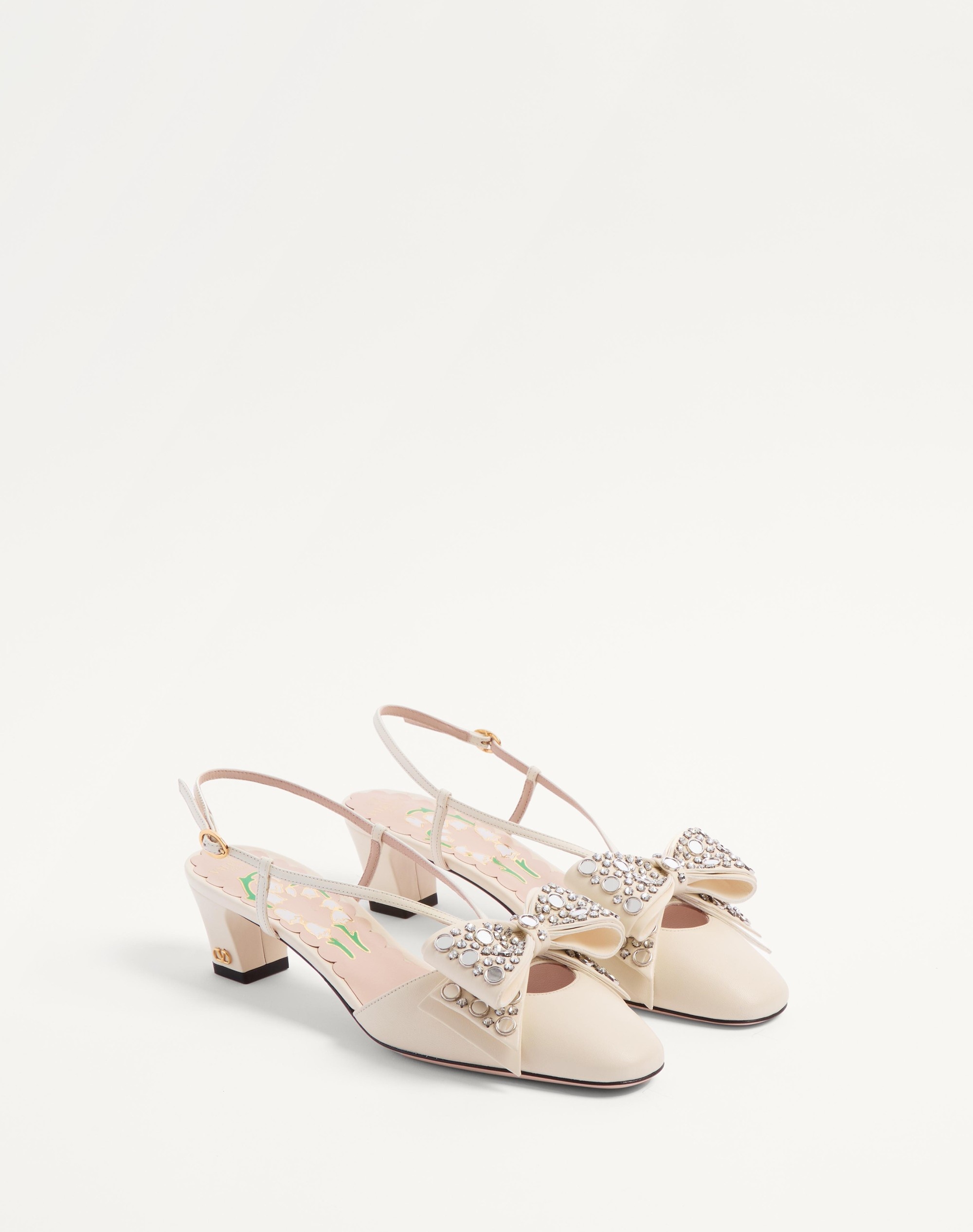 BOWOW SLINGBACK PUMPS IN KIDSKIN WITH MIRRORS AND CRYSTALS 45MM - 3