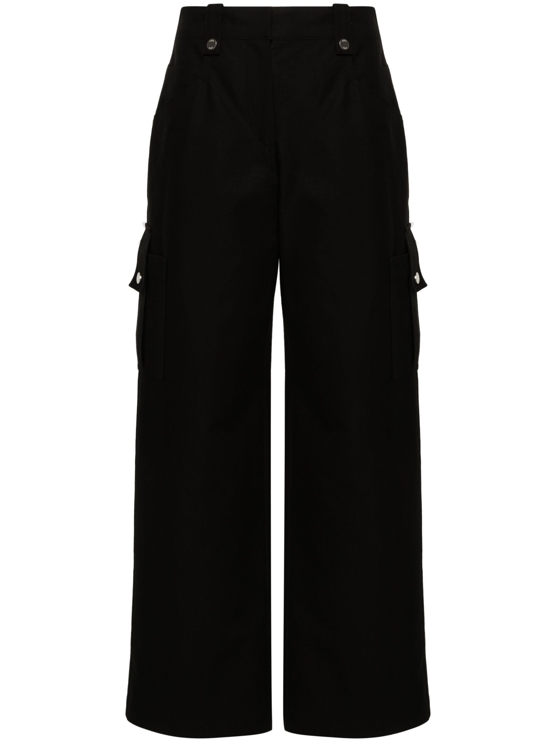 Black Wide-Leg Cotton Cargo Trousers - 1