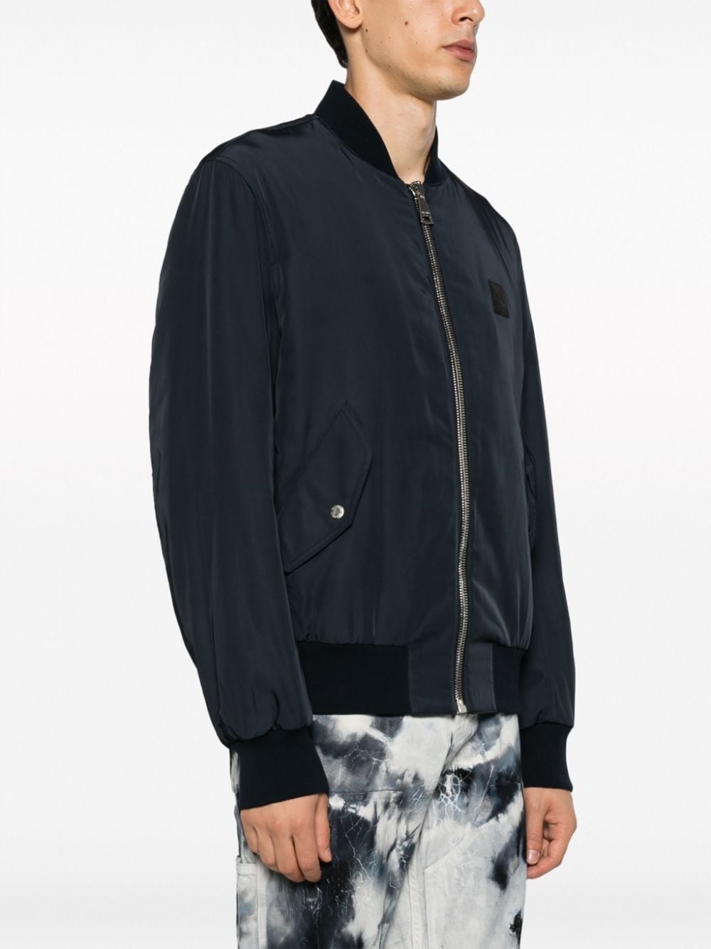 logo-applique zipped bomber jacket - 4