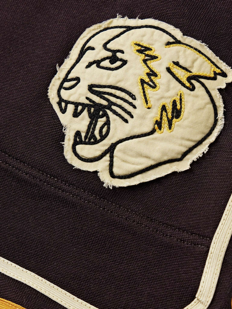 Bobcat Appliquéd Striped Jersey Shorts 5
