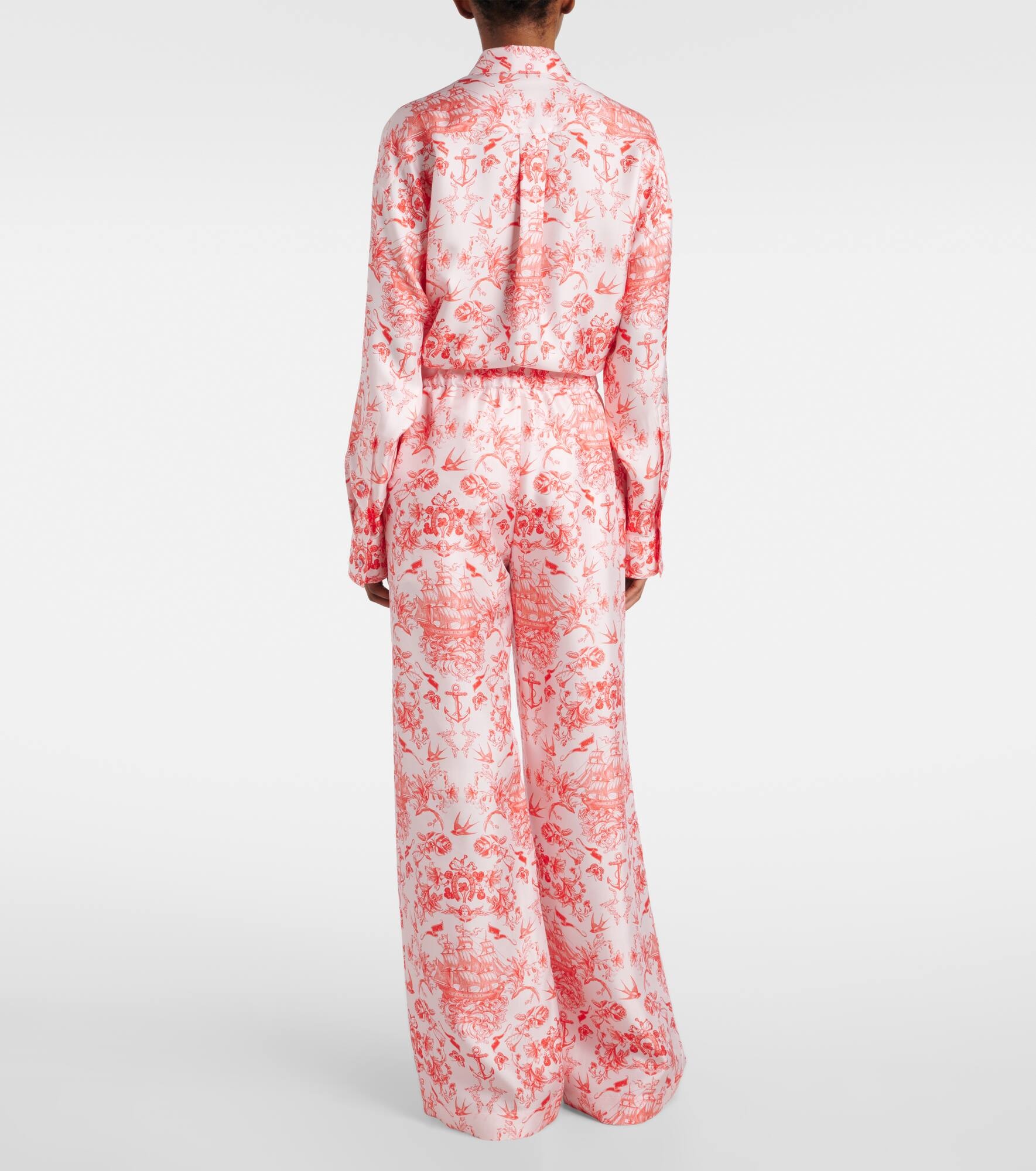 Printed silk wide-leg pants - 3