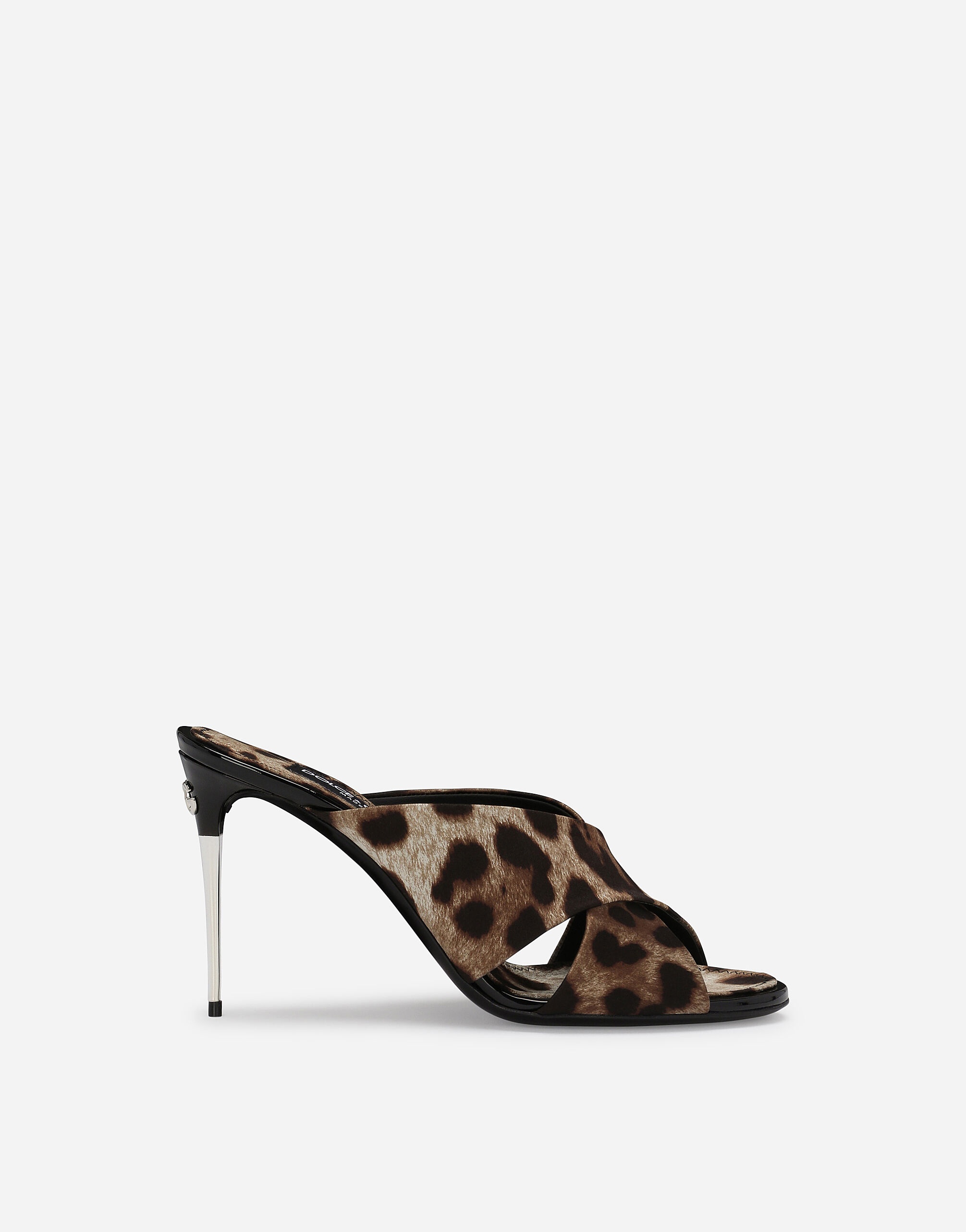 Leopard-print satin mules - 1