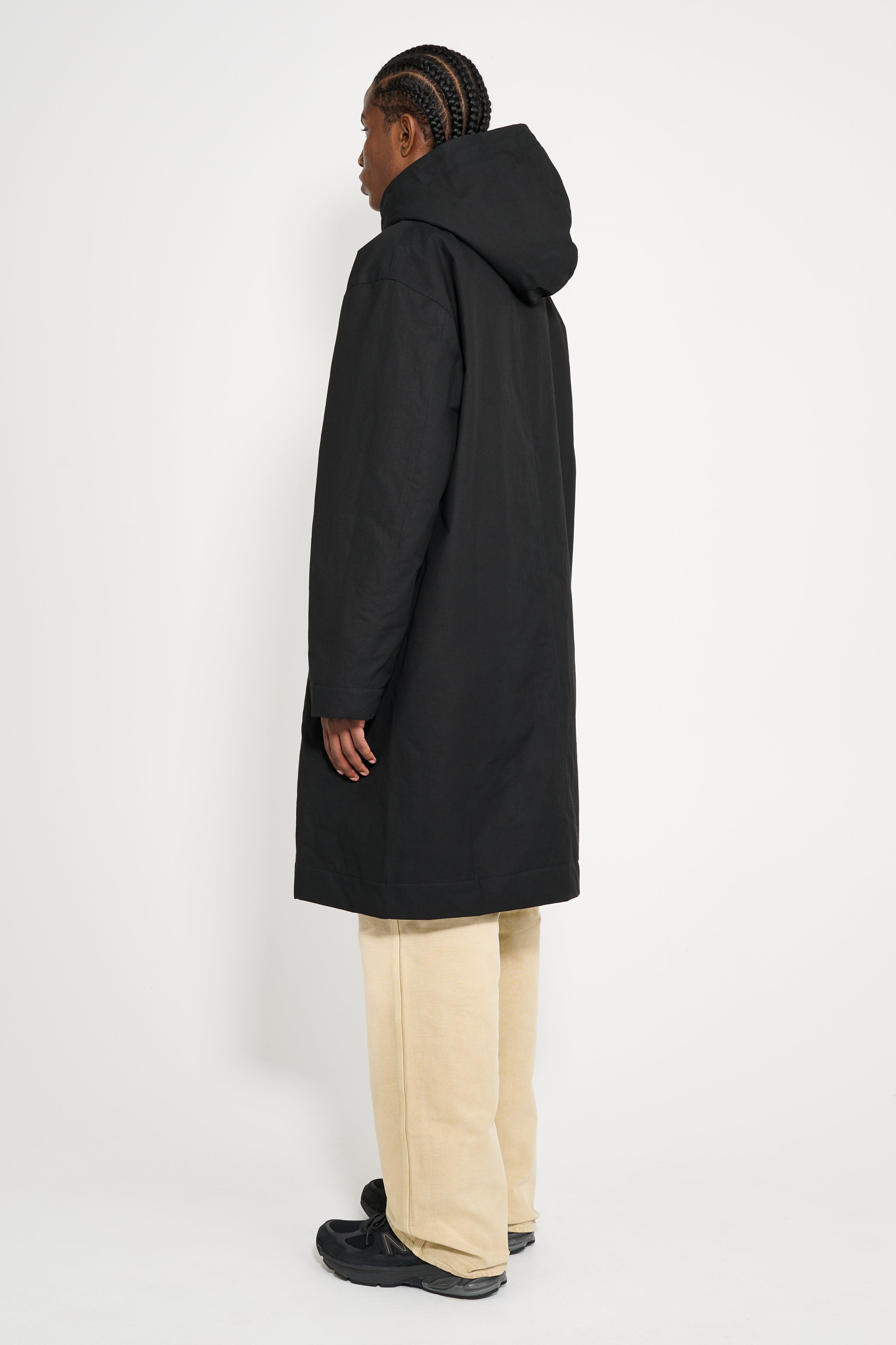 MARGARET HOWELL MHL HOODED DECK PARKA DRY COTTON CANVAS BLACK - 3