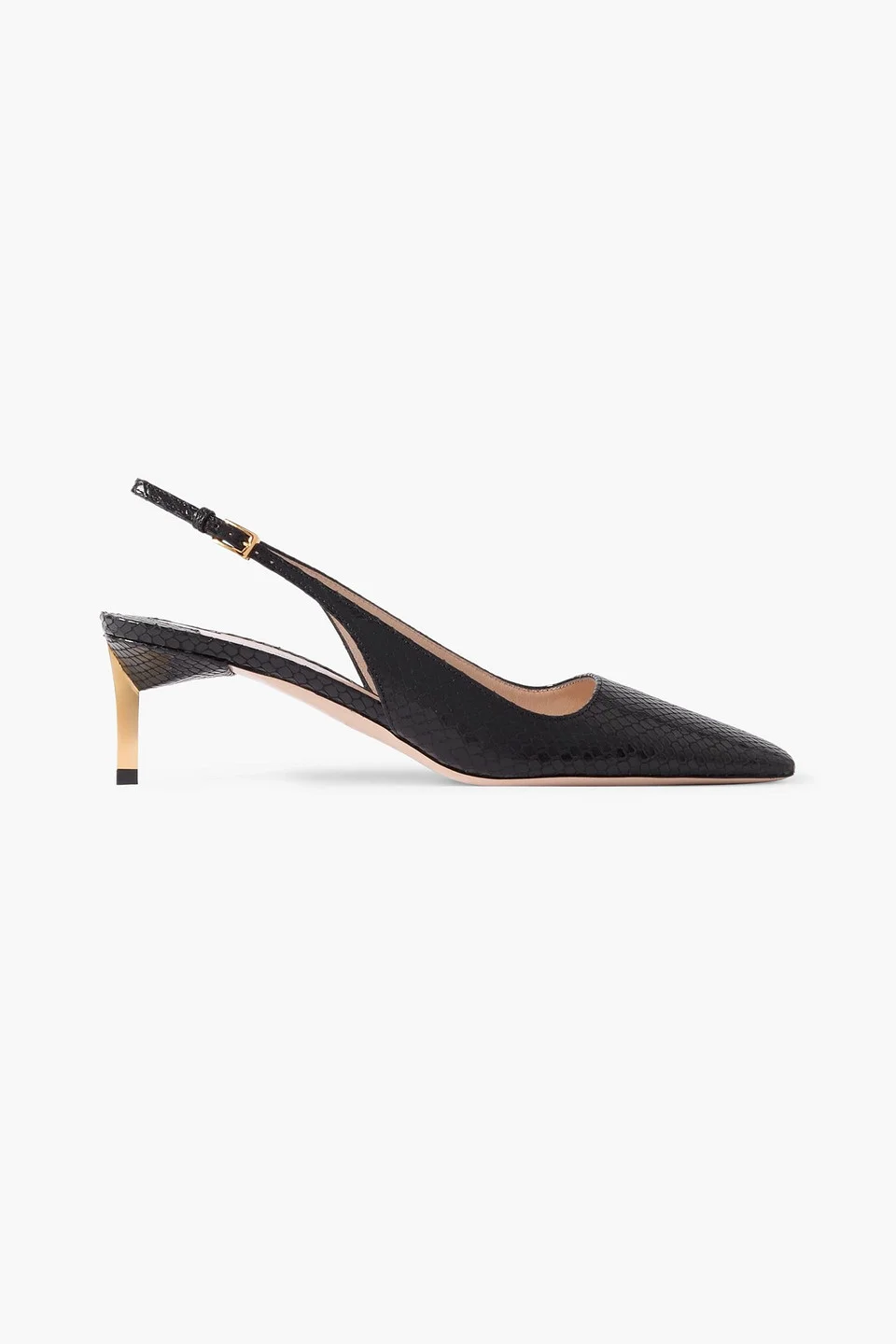 Snake-effect leather slingback pumps - 1