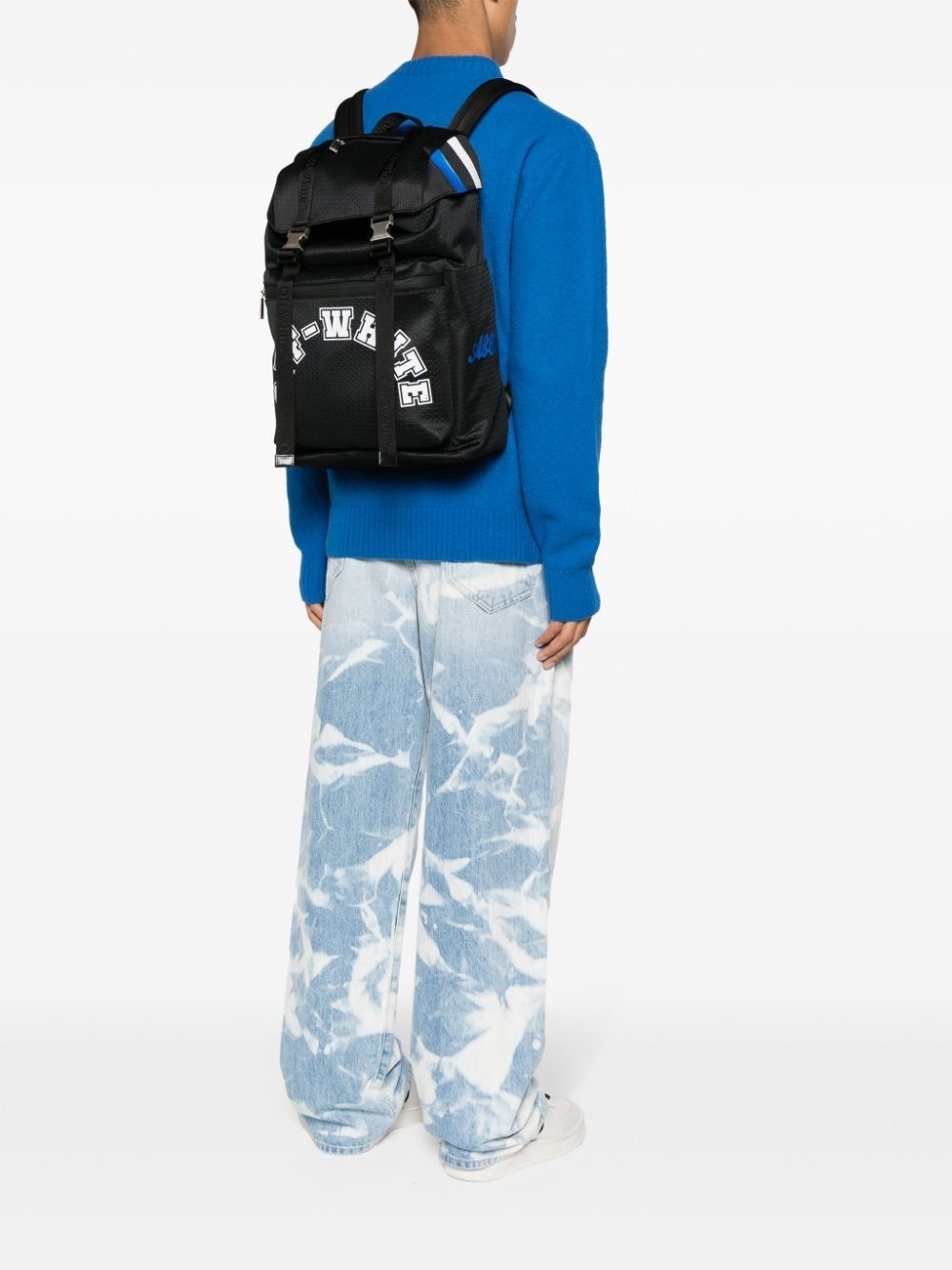 logo-print mesh backpack - 3