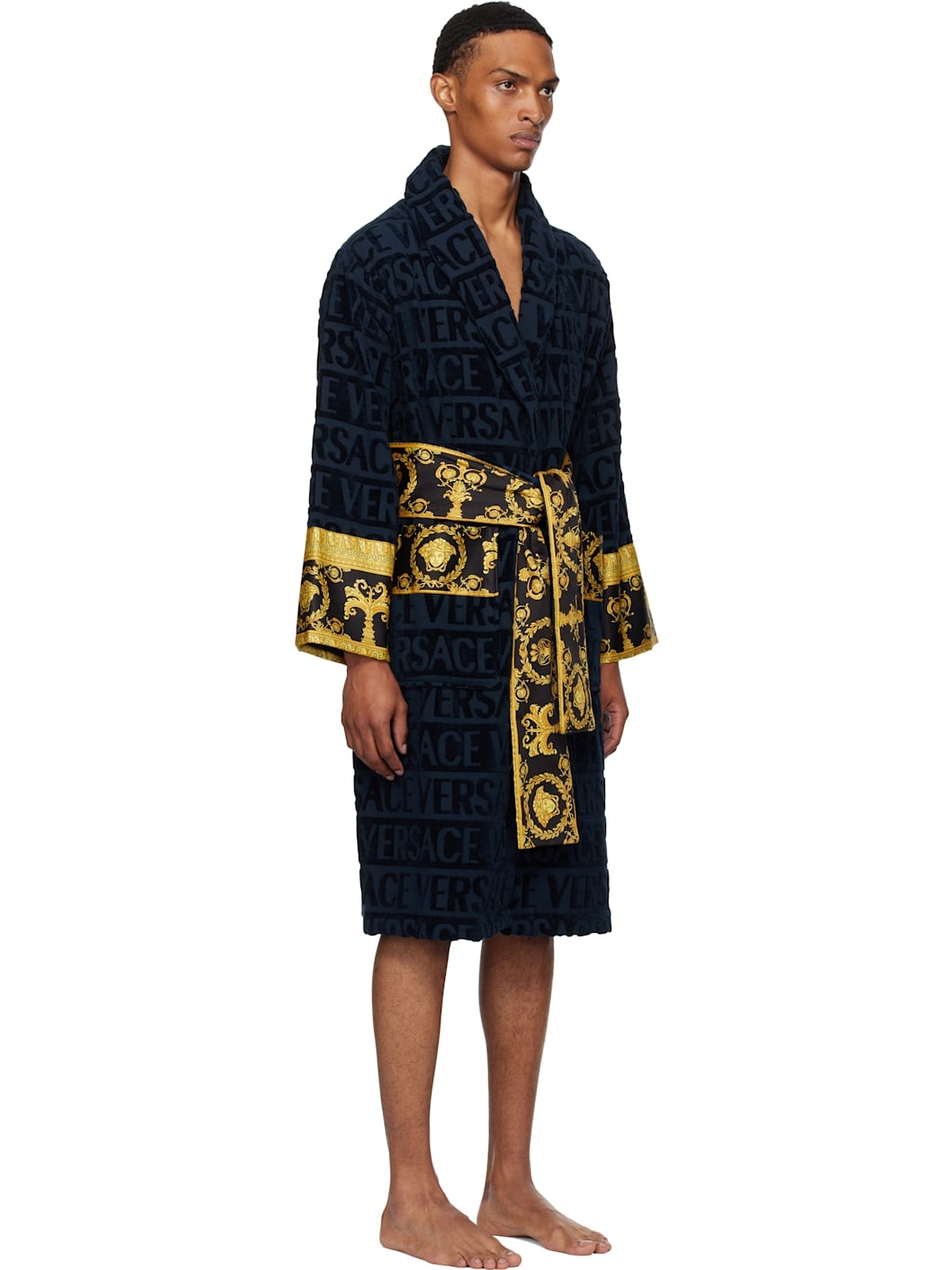 Navy 'I Heart Baroque' Bathrobe - 2