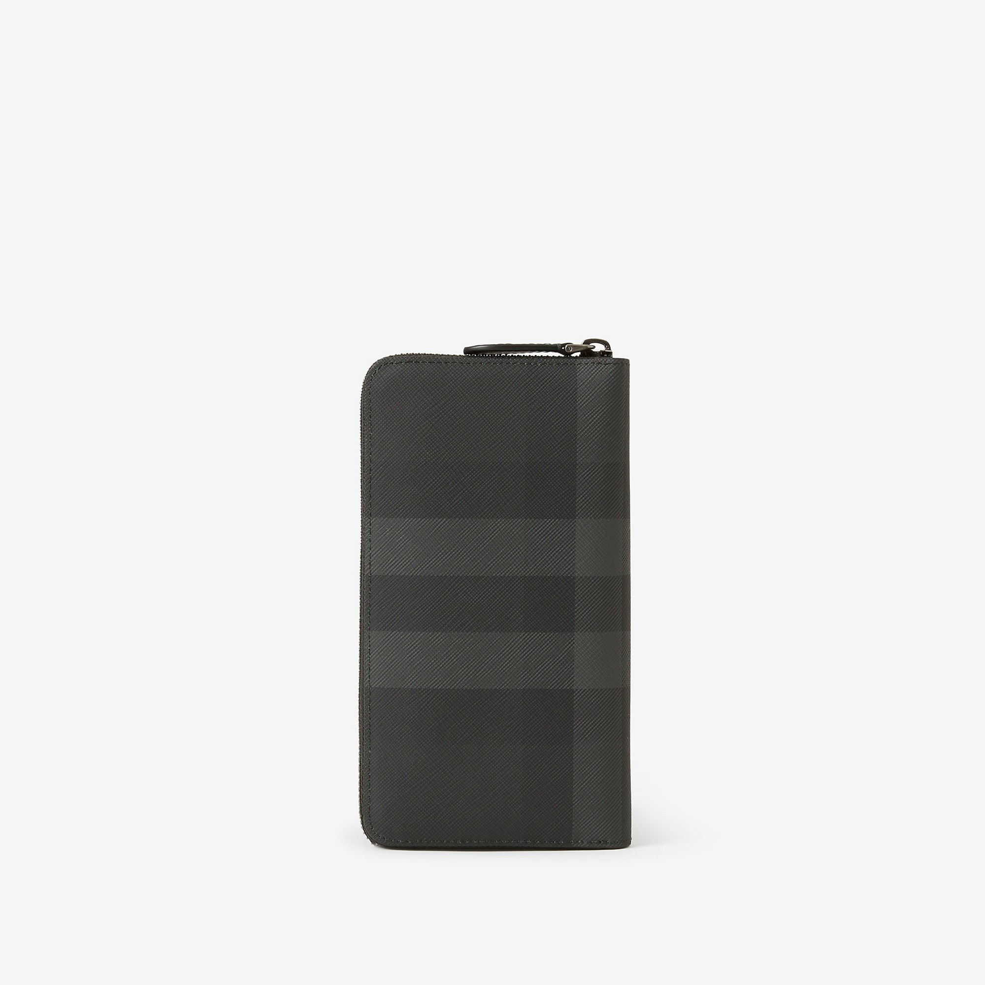 Charcoal Check and Leather Ziparound Wallet - 3
