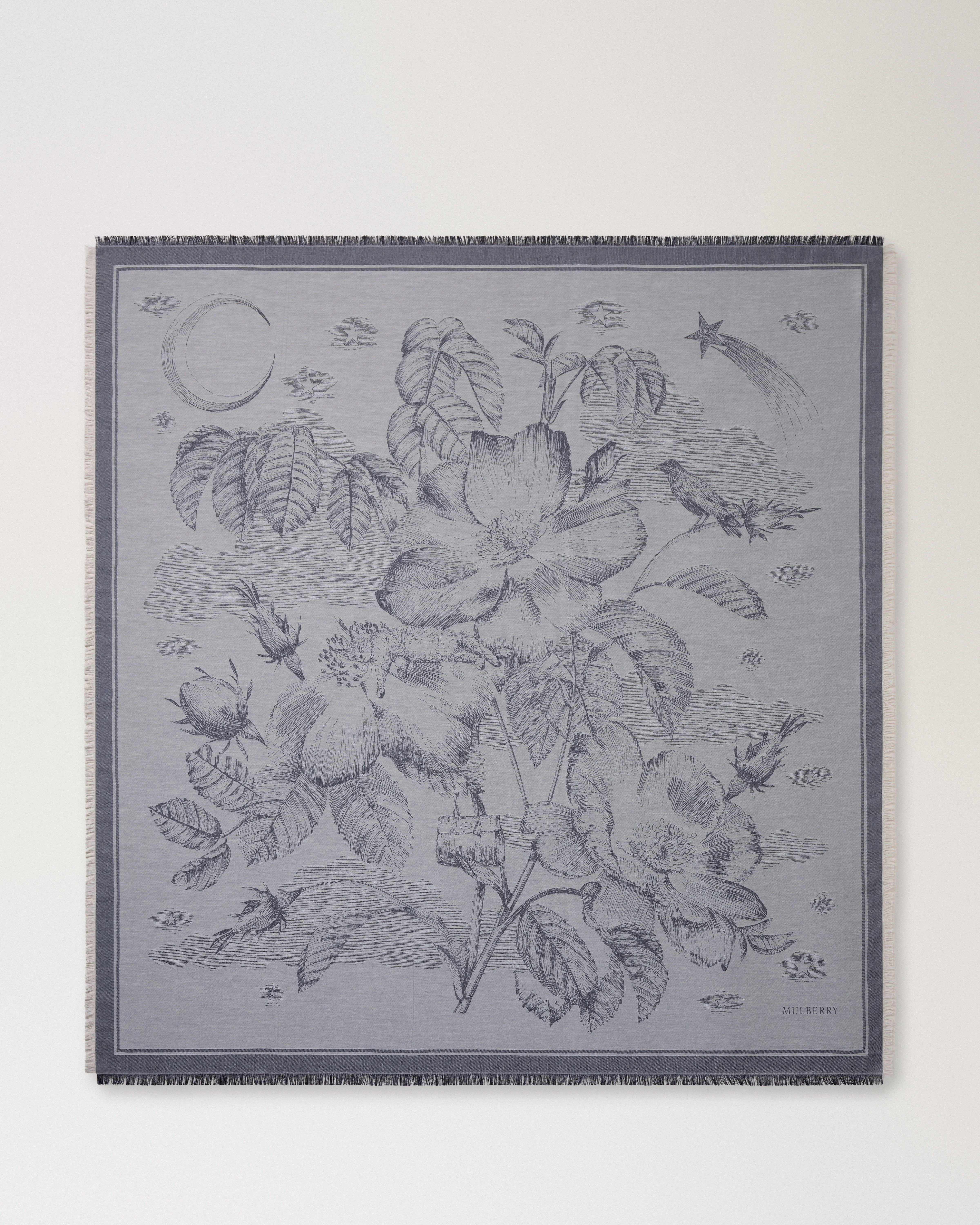 Mulberry Dreaming Jacquard Square Foggy Grey Cotton Silk Blend - 1